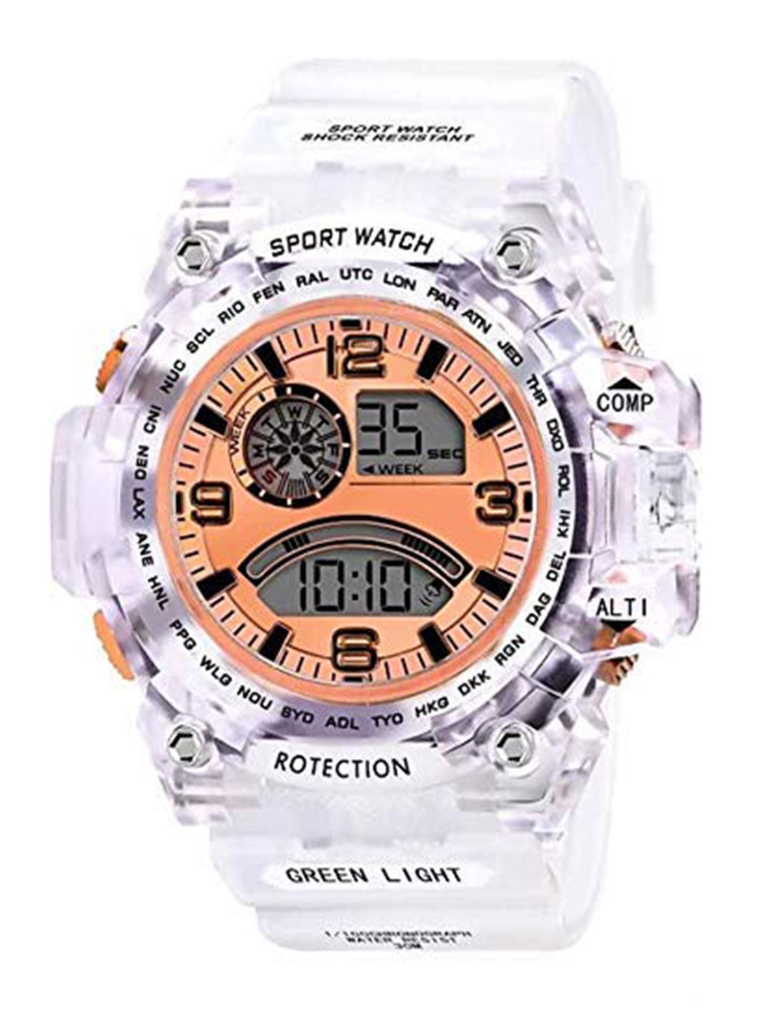 

CERO Women Printed Dial Textured Straps Analogue and Digital Watch C- White, Orange