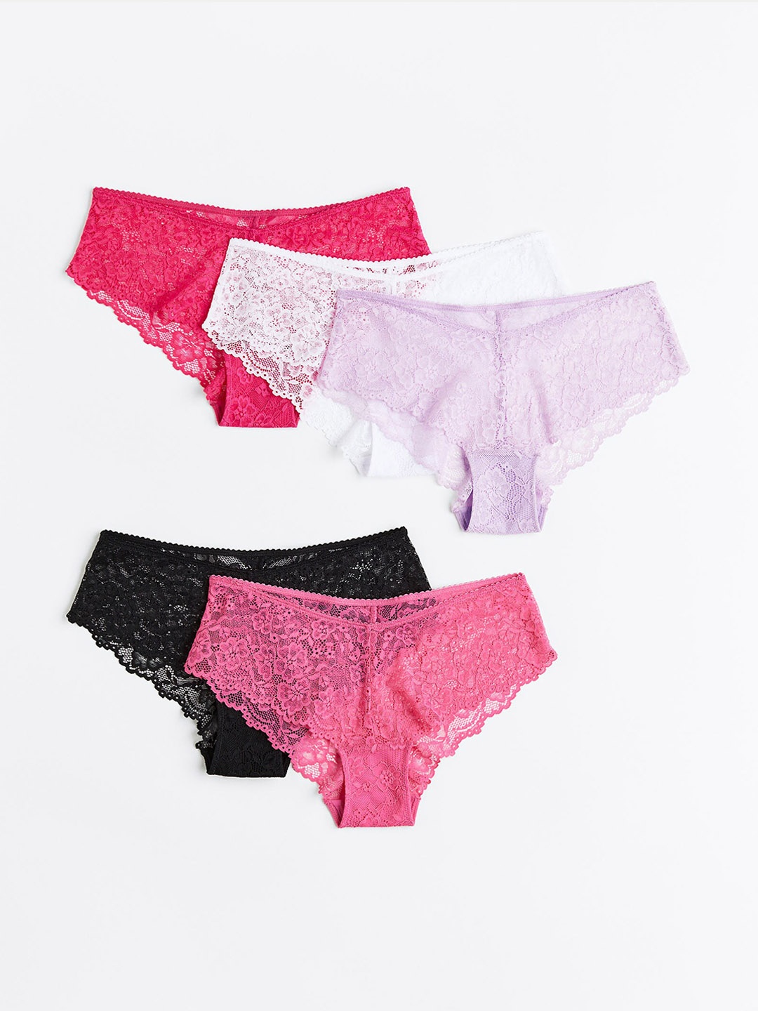 

H&M Women 5-Pack Lace Hipster Briefs 1127764002, Black
