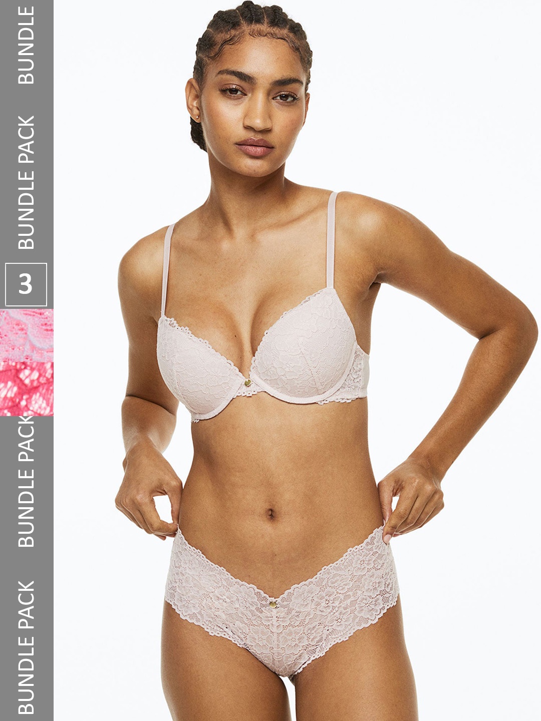 

H&M Women 3-Pack Brazilian Briefs, Beige
