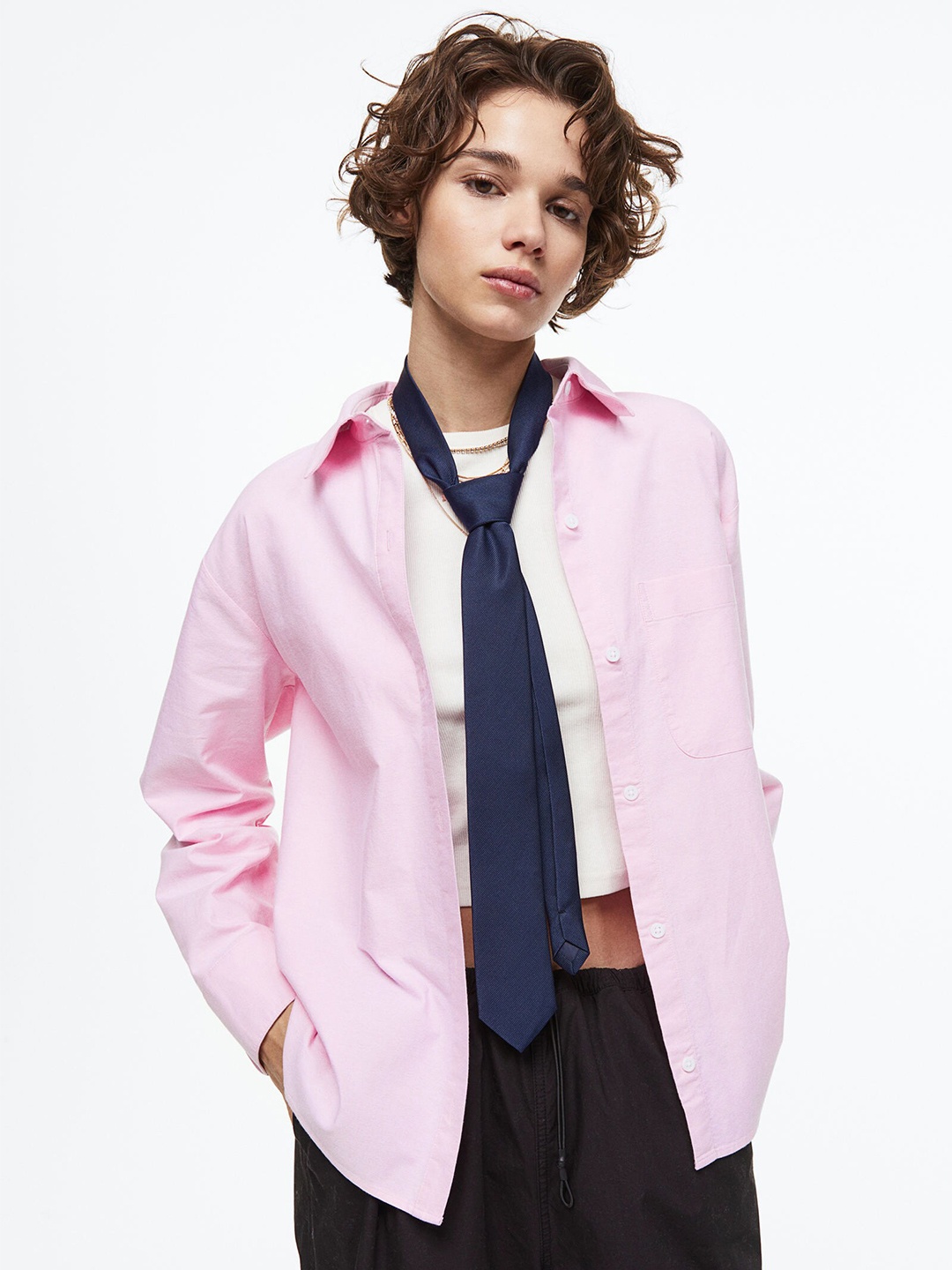 

H&M Women Pure Cotton Oxford shirt, Pink
