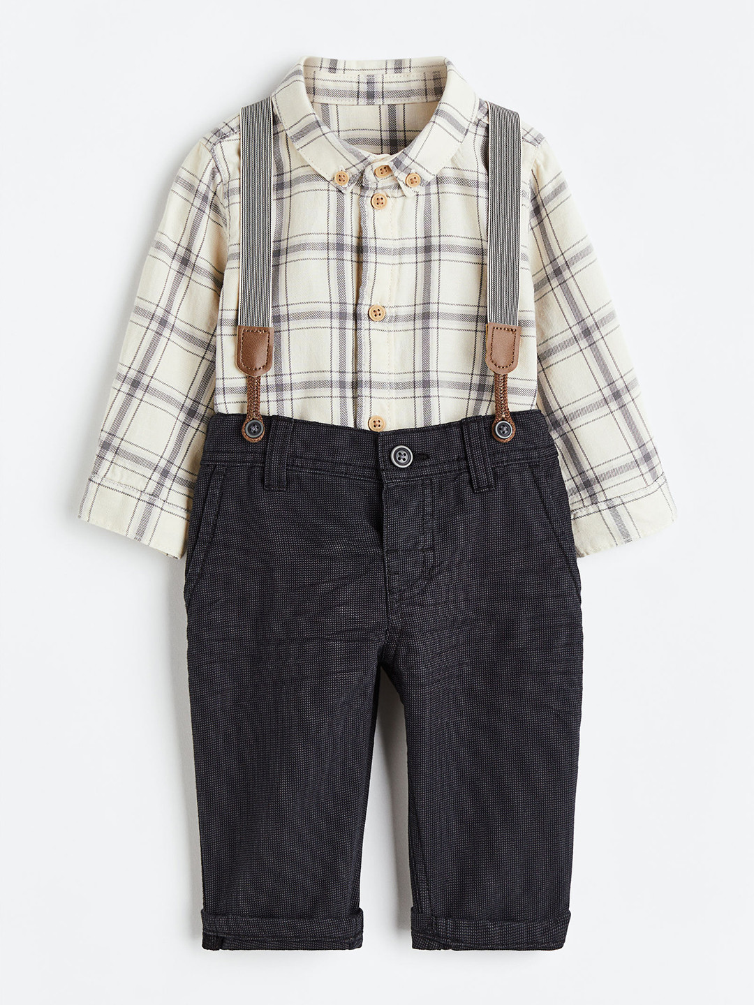 

H&M Boys 3-Piece Cotton Set, Beige