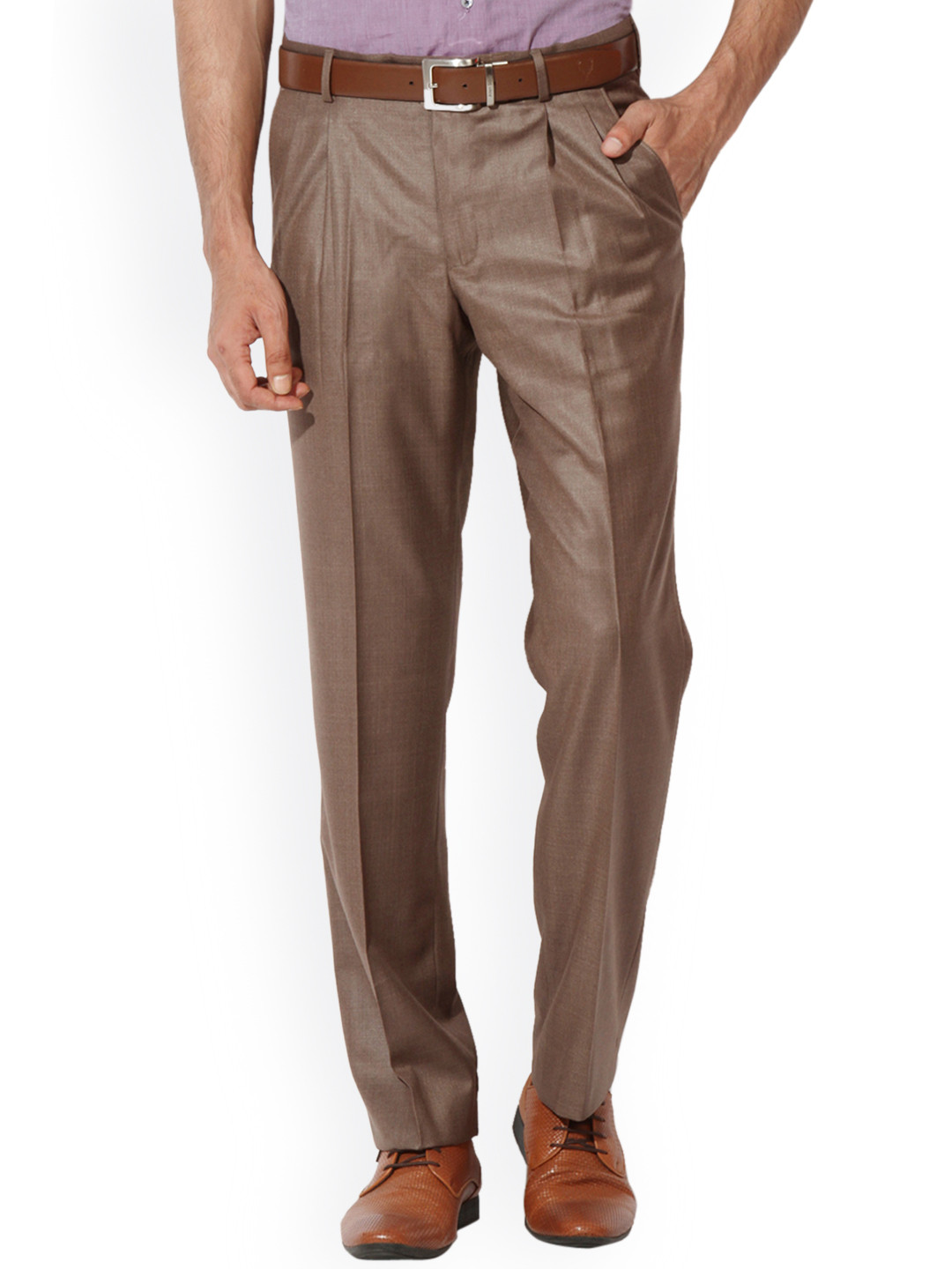 

Van Heusen Men Brown Slim Fit Solid Regular Trousers