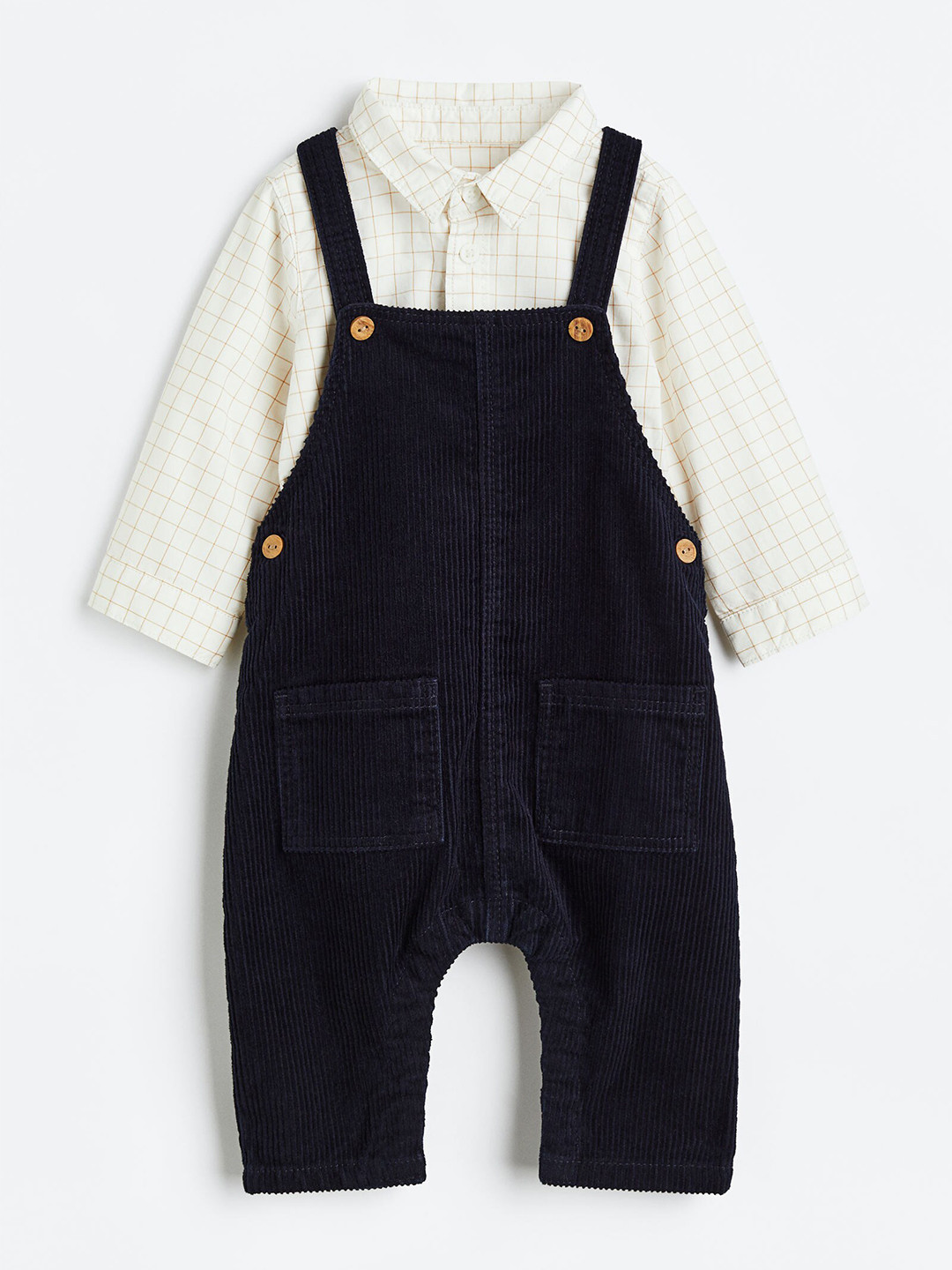 

H&M Boys 2-Piece Dungaree and Shirt Set, Navy blue