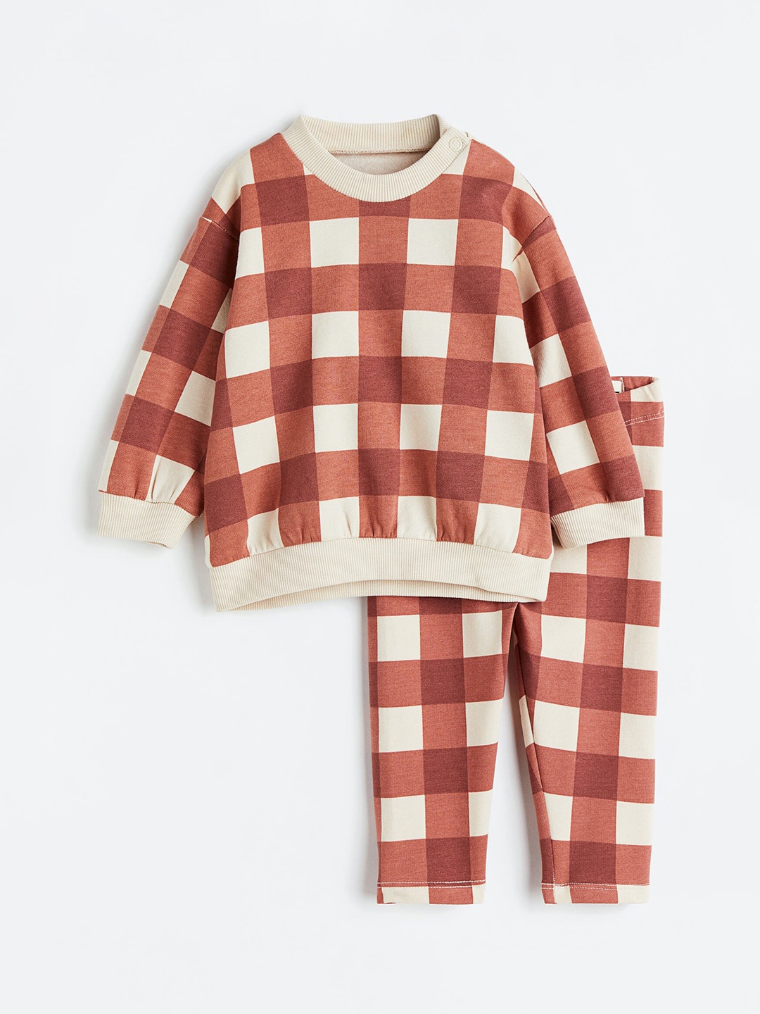 

H&M Boys 2-Piece Pure Cotton Sweatshirt Set, Brown