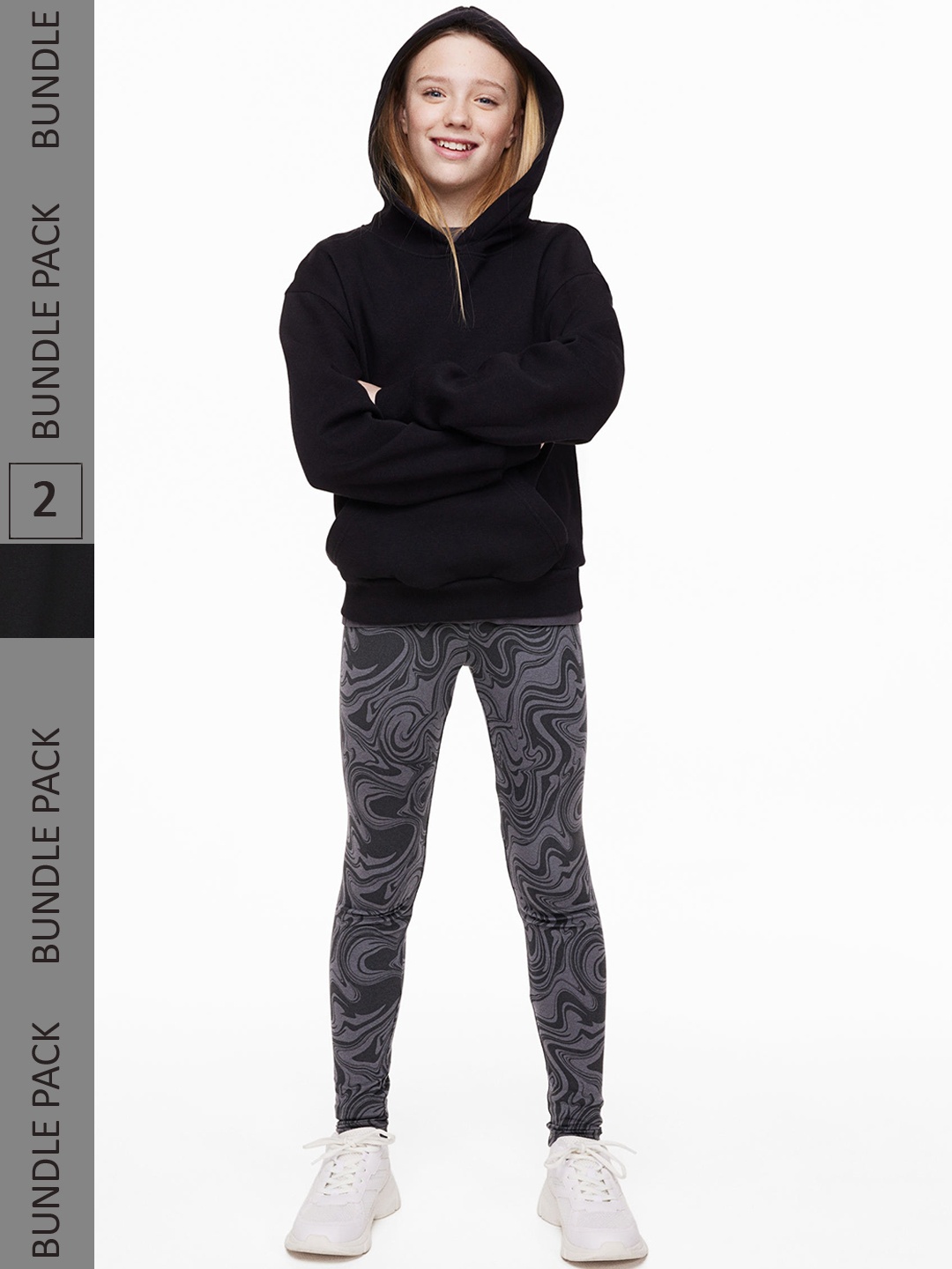 

H&M Girls 2-Pack leggings, Black