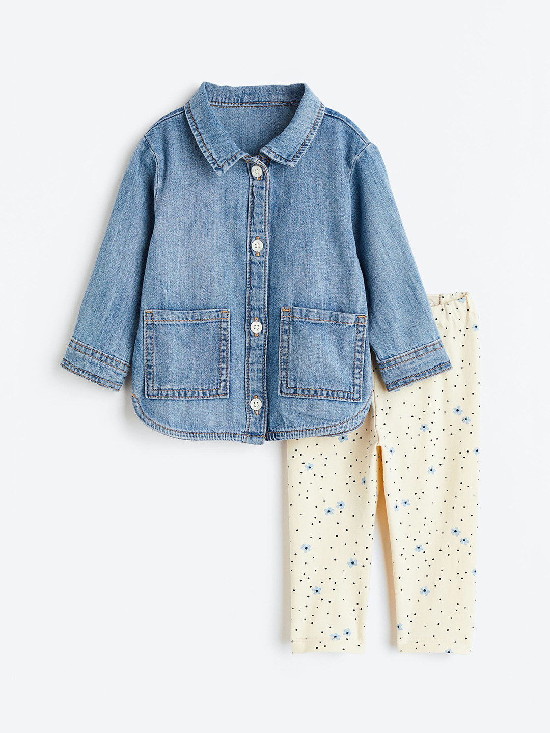 

H&M Girls 2-Piece Shirt and Leggings Set, Blue