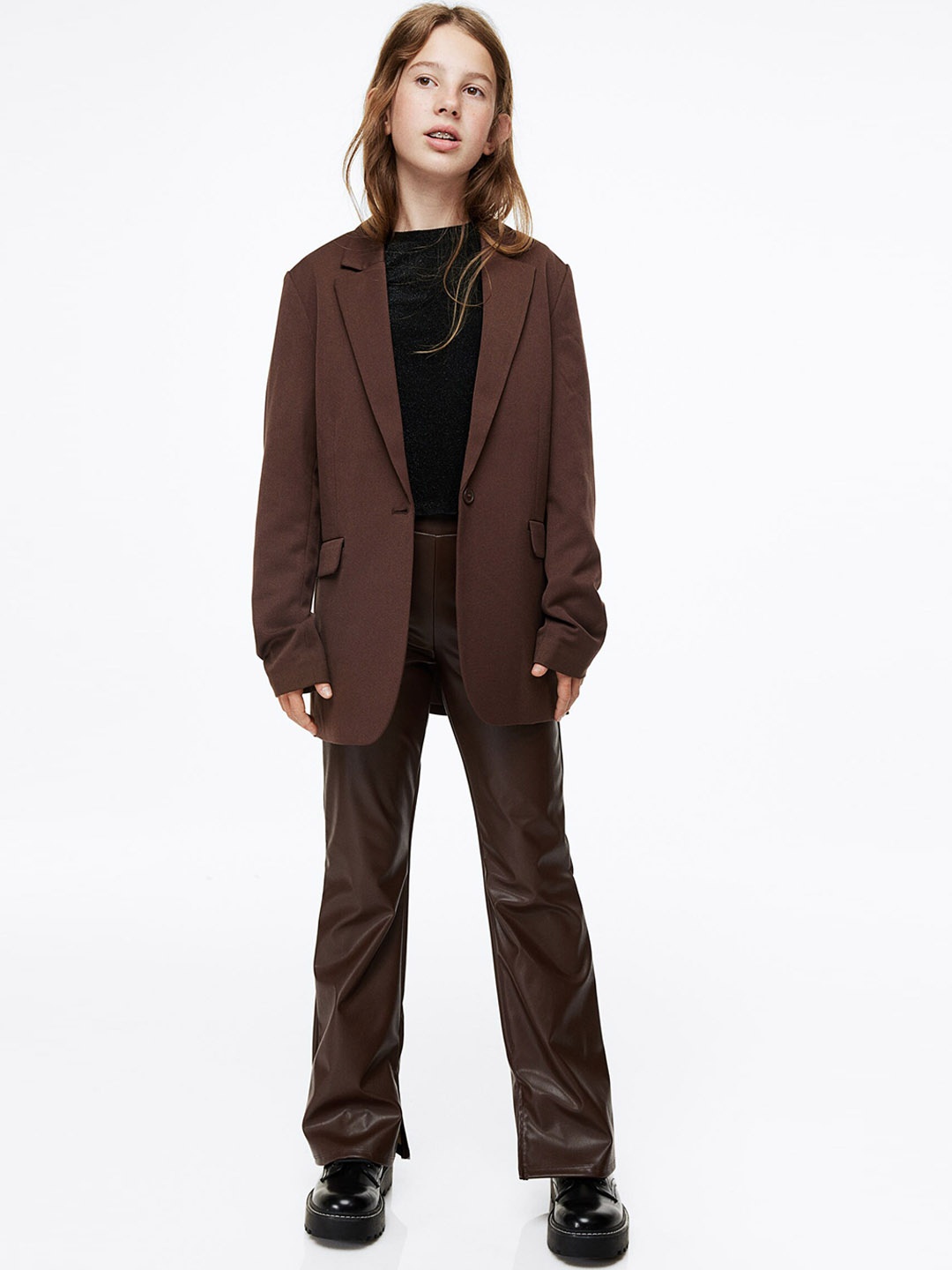 

H&M Girls Flared Leggings, Brown