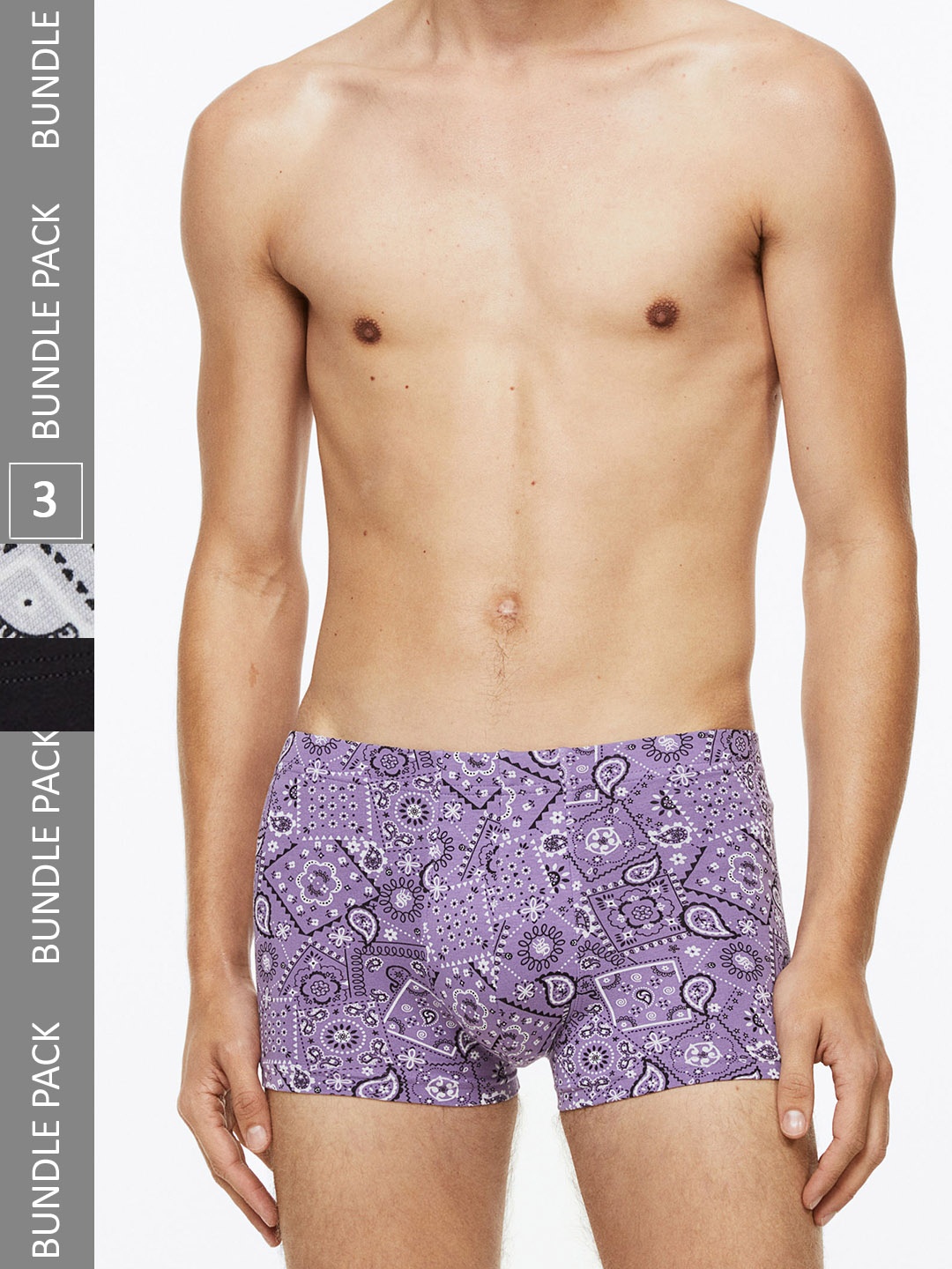 

H&M Men 3-Pack Short Cotton Trunks, Black
