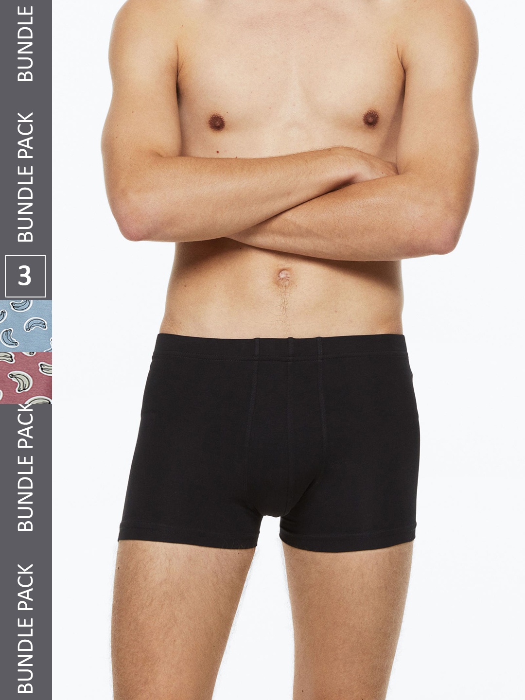 

H&M Men 3-Pack Short Cotton Trunks, Black