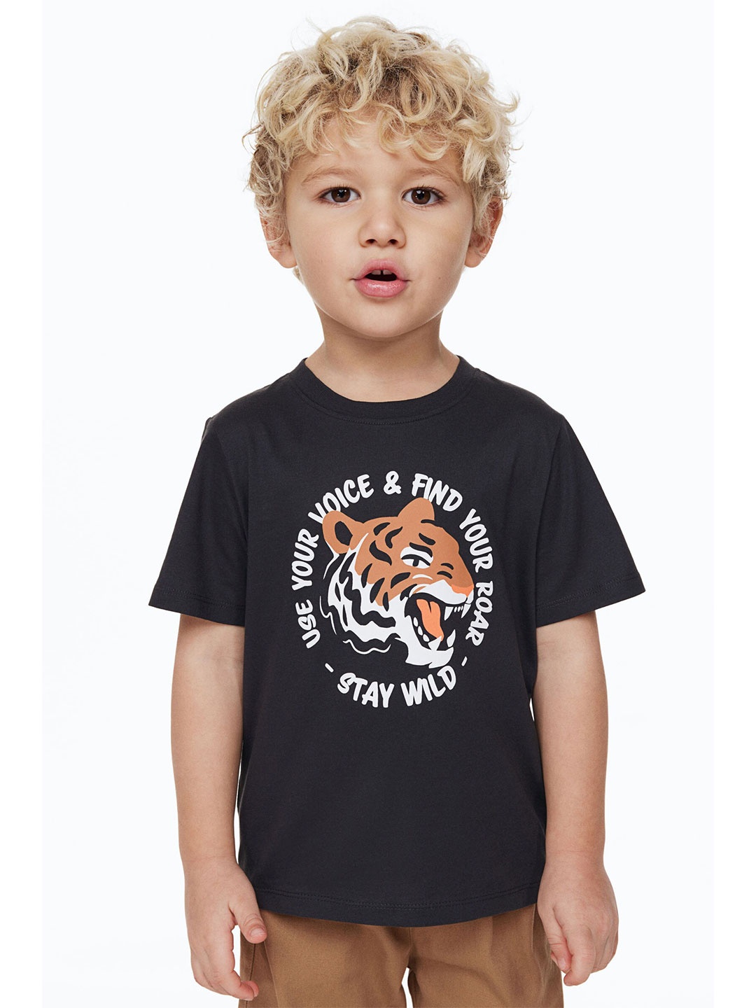 

H&M Boys 3-Pack Cotton T-Shirts, Beige
