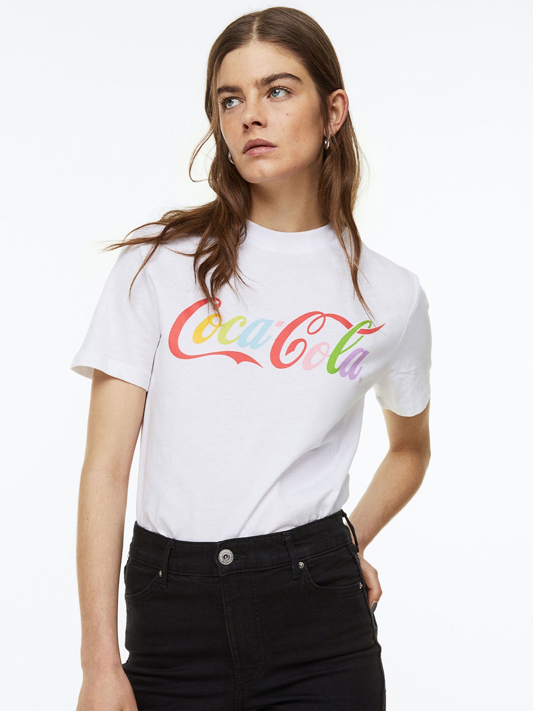 

H&M Women T-Shirt With a Motif, White