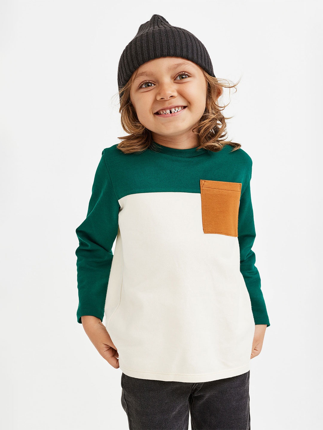 

H&M Boys 2-Pack Pocket-Detail Tops, Brown