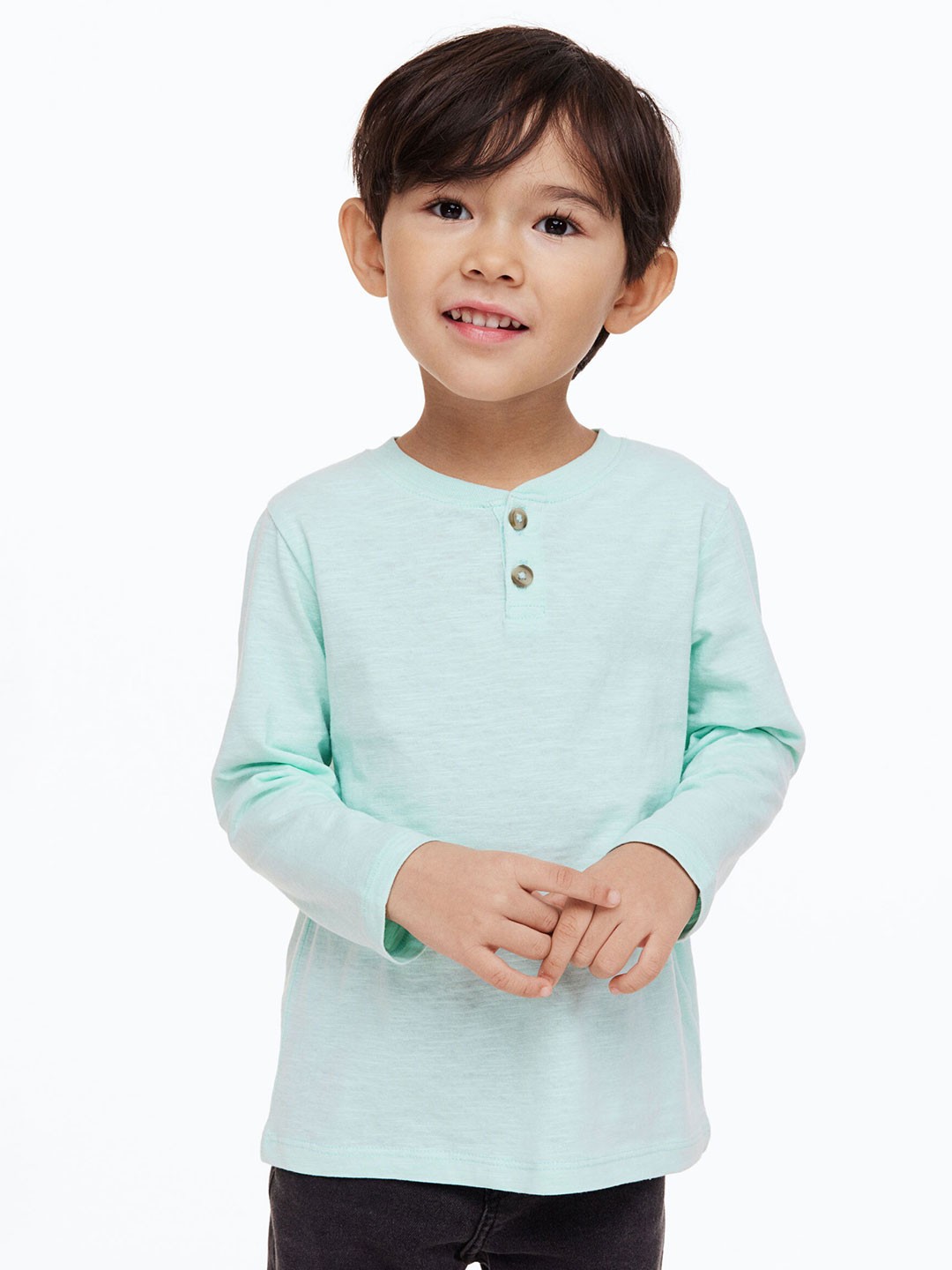 

H&M Boys Pure Cotton 3-Pack Henley Tops, Green