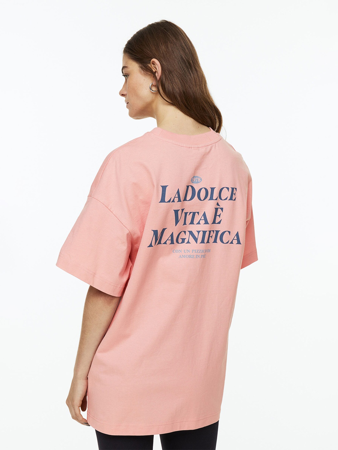 

H&M Women Pure Cotton Oversized T-Shirt, Peach