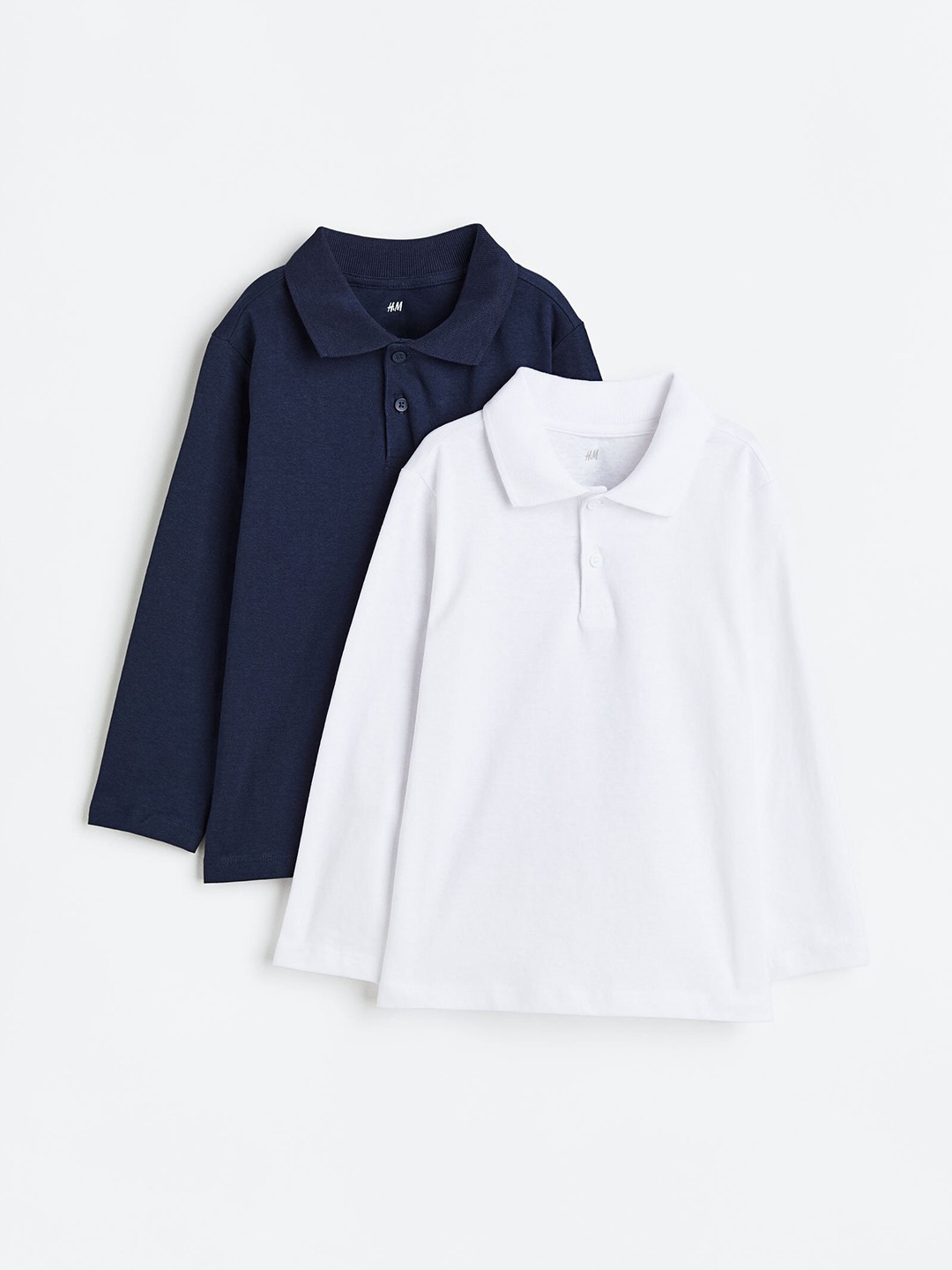 

H&M Boys 2-Pack Pure Cotton Jersey Polo Shirts, Navy blue