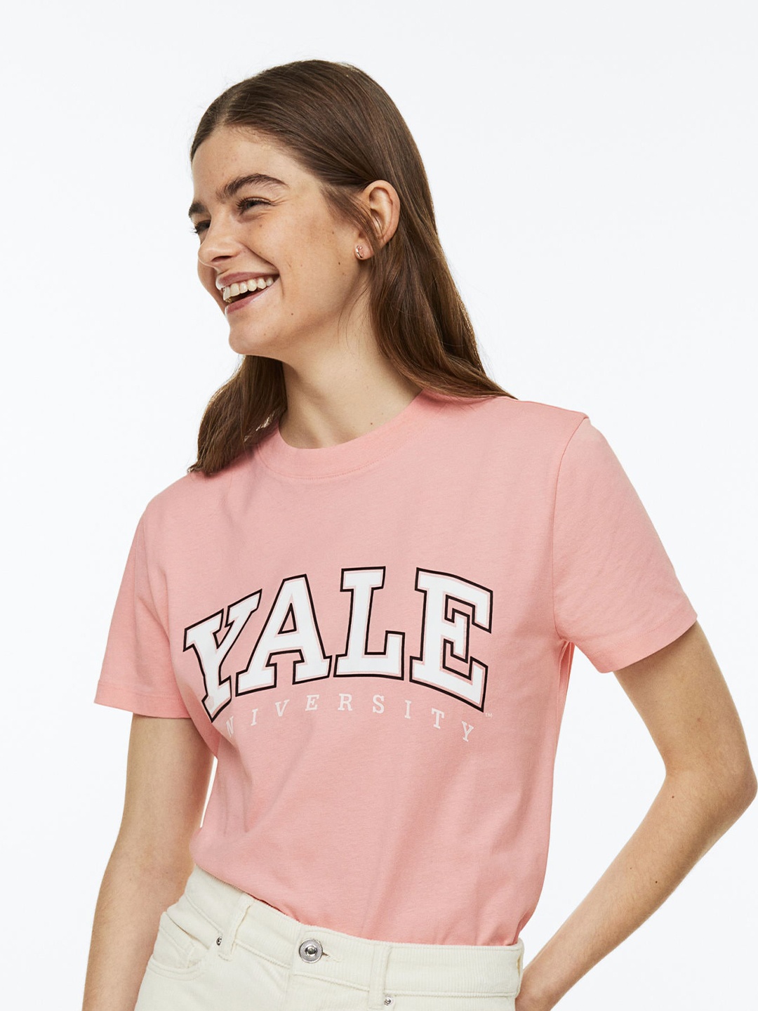 

H&M Women T-Shirt with A Motif, Pink