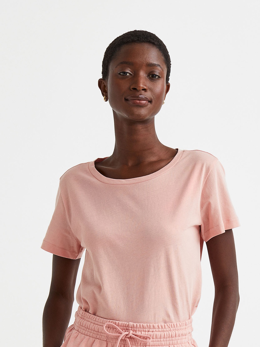 

H&M Women Pure Cotton T-shirt, Pink