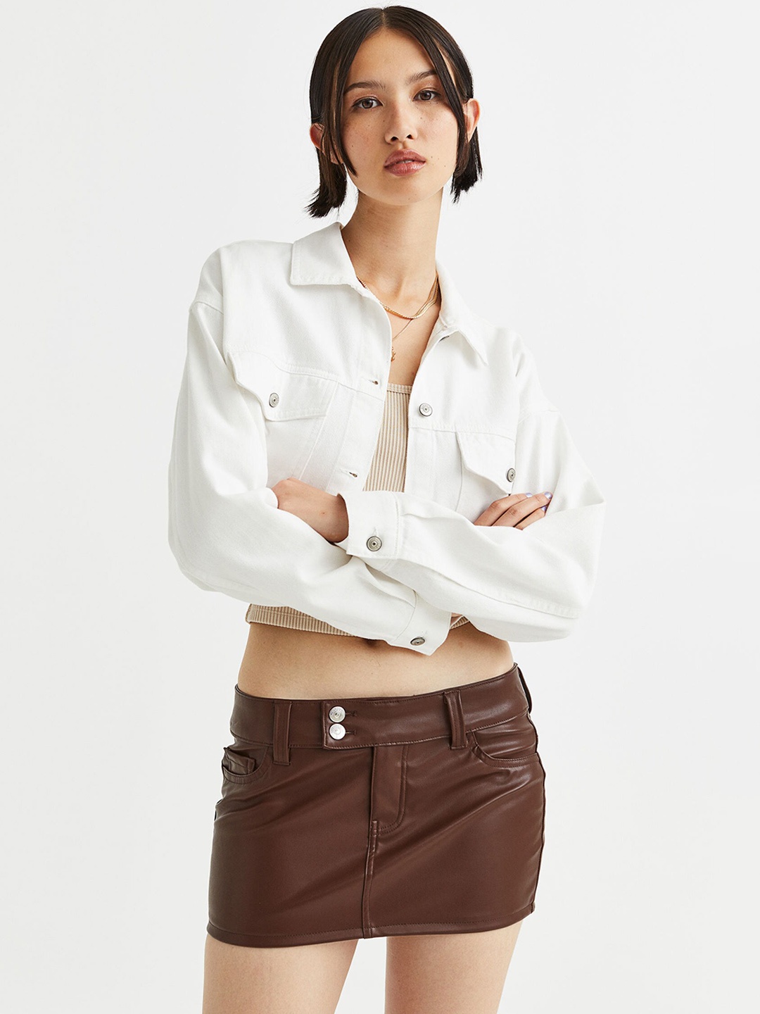 

H&M Women Mini Skirt, Brown