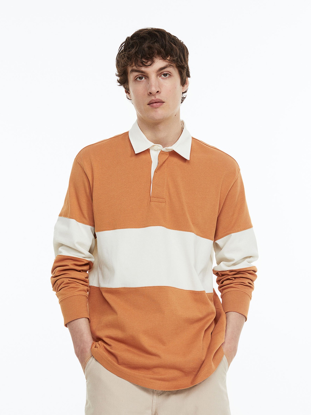 

H&M Men Relaxed Fit Rugby Shirt, Mustard