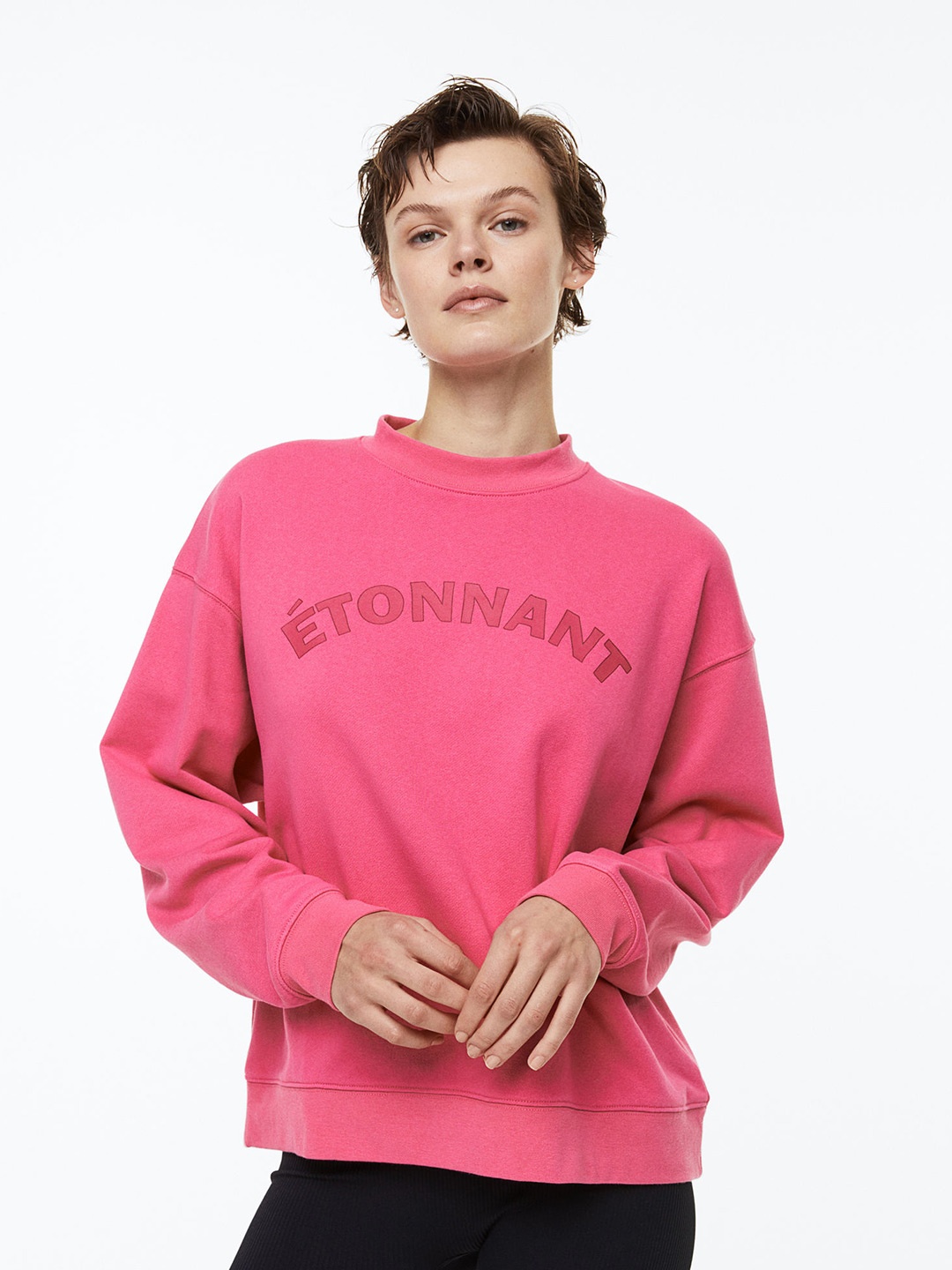 

H&M Women Printed Sweatshirt, Pink