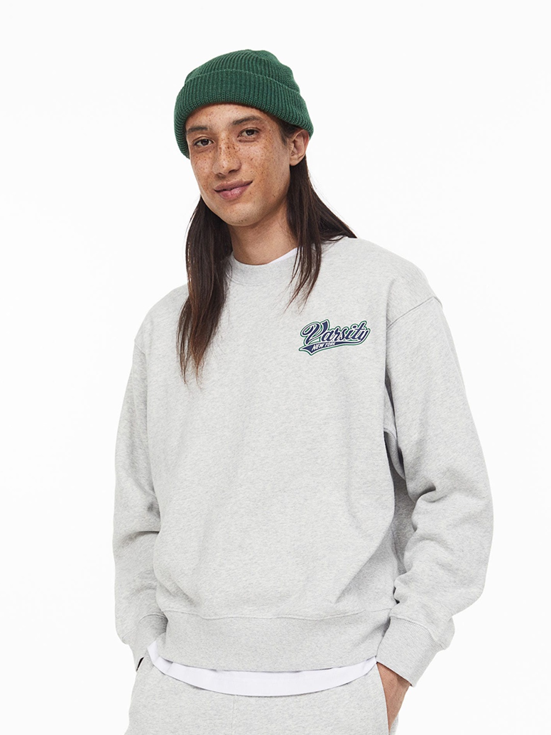 

H&M Men Oversized Fit Printed Sweatshirt, Grey