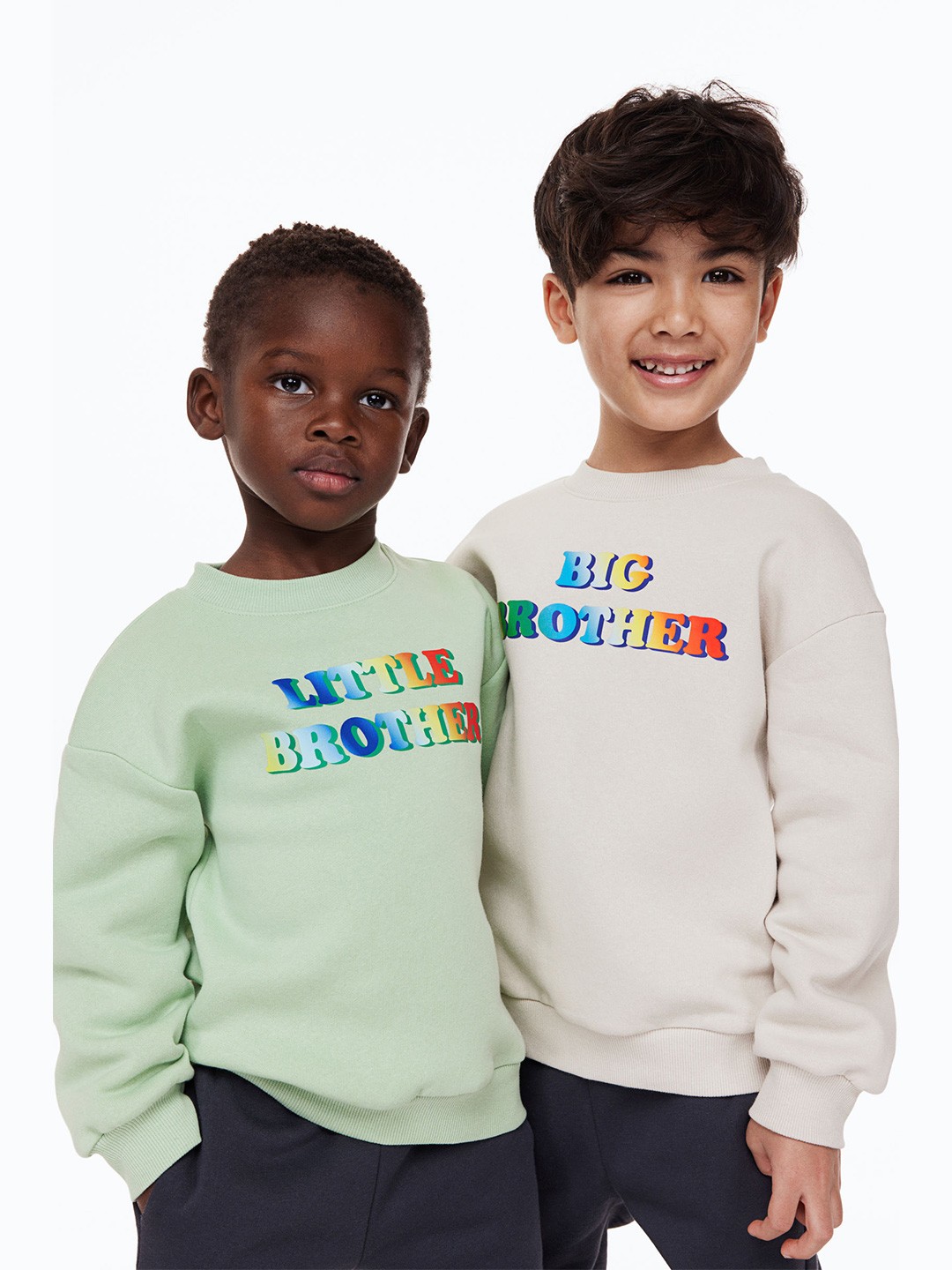 

H&M Boys Pack Of 2 Printed Sibling Sweatshirt, Beige