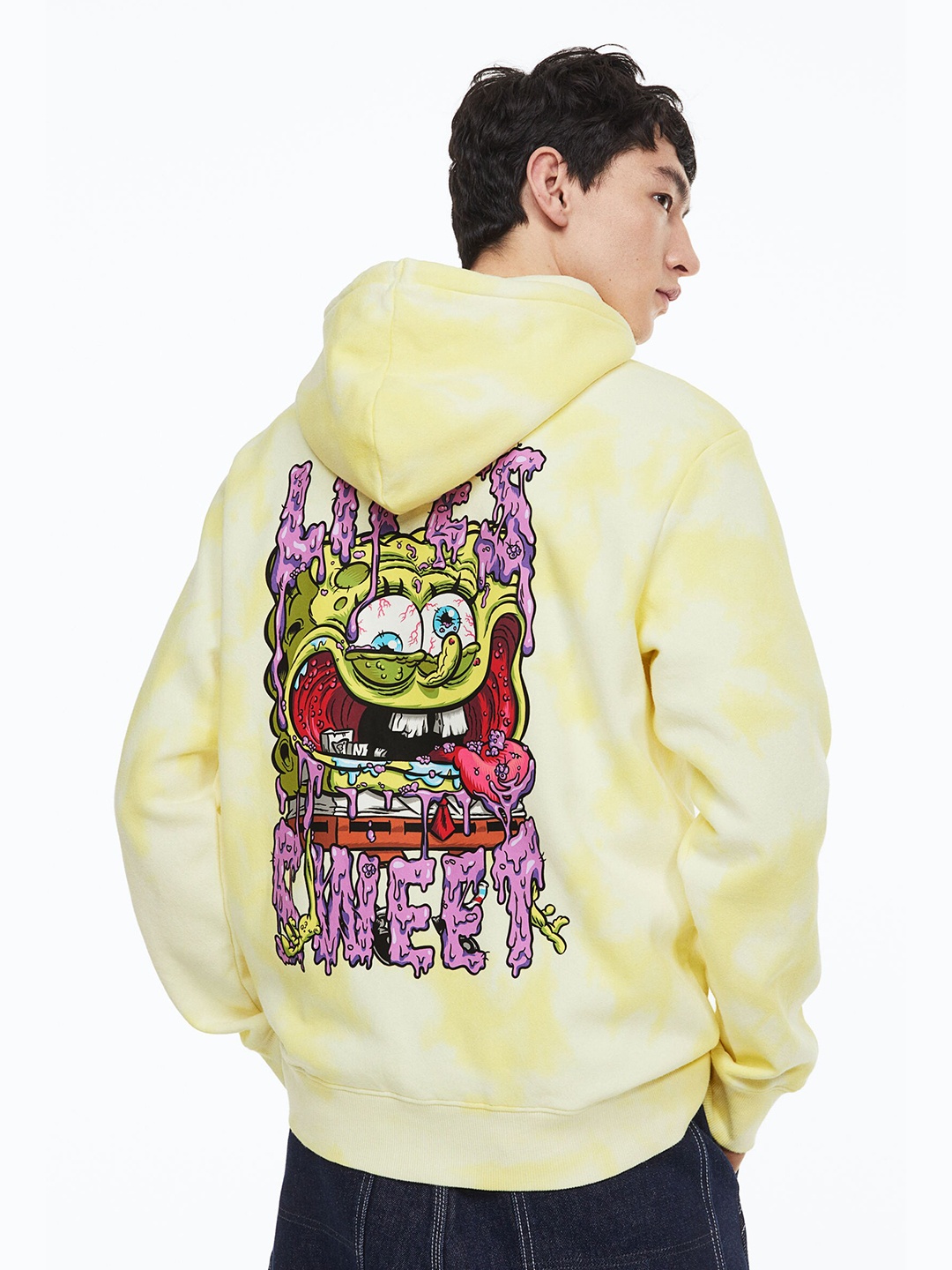 

H&M Men Graphic Printed Hoodie, Yellow