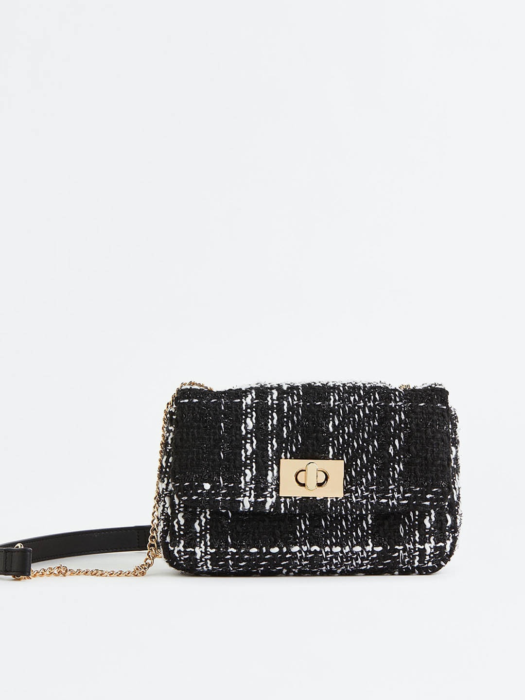 

H&M Textured Shoulder Bag, Black