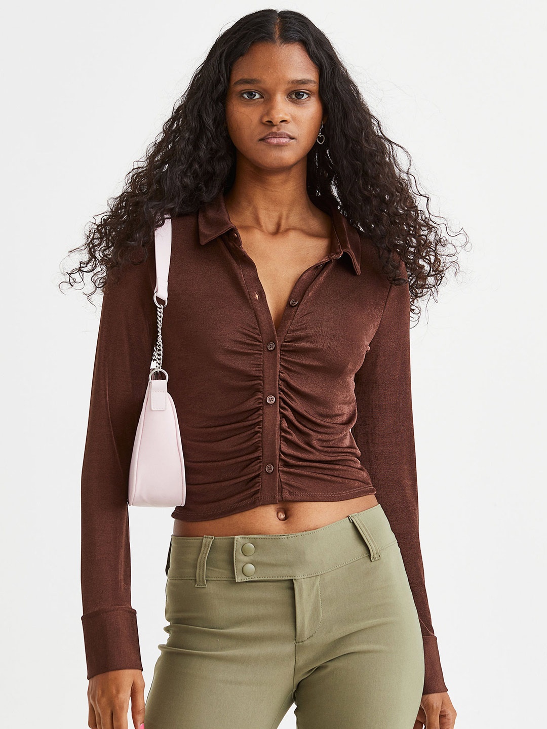 

H&M Airy Jersey Blouse, Brown