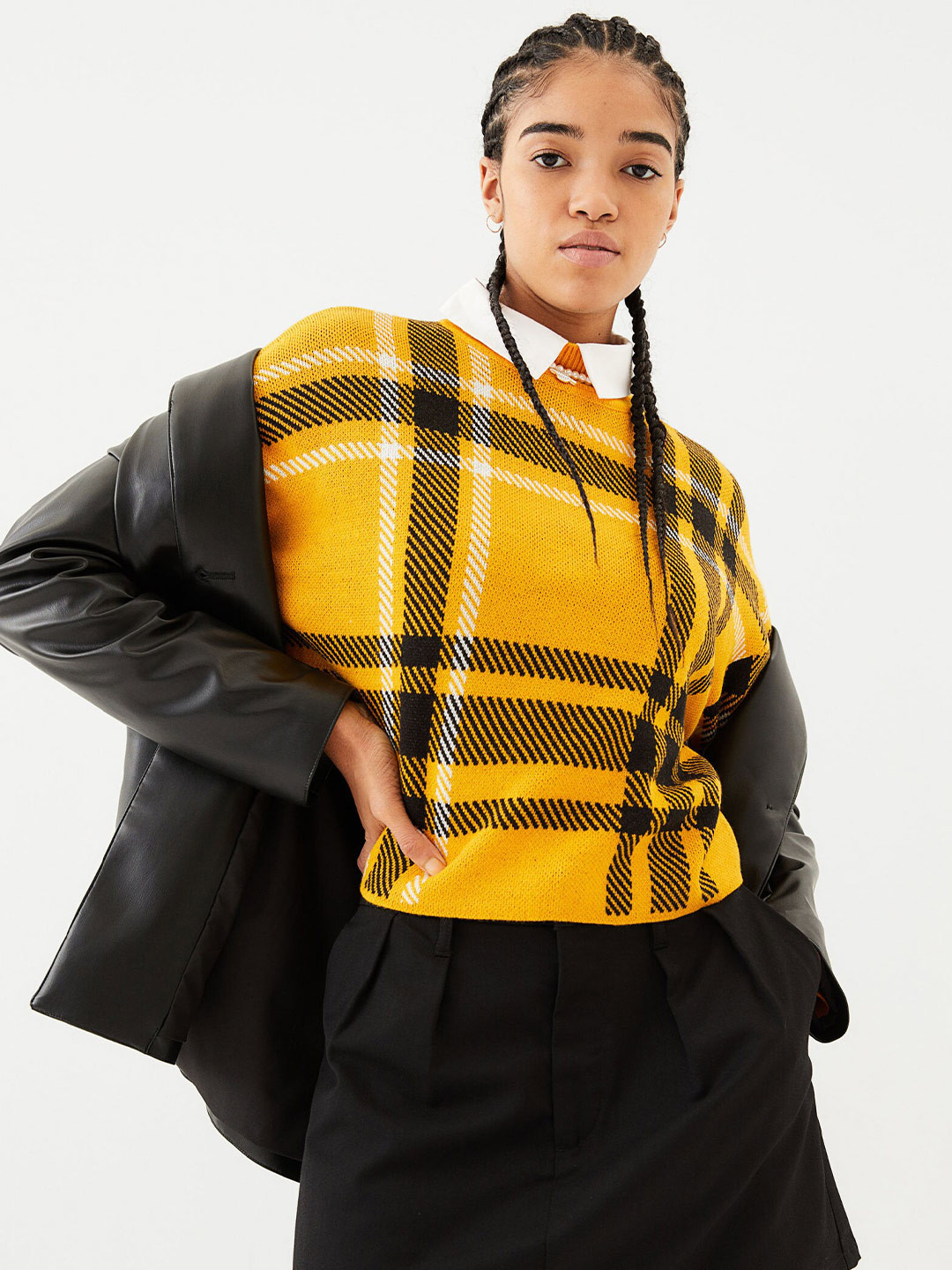 

H&M Women Jacquard-Knit Acrylic Jumper, Yellow