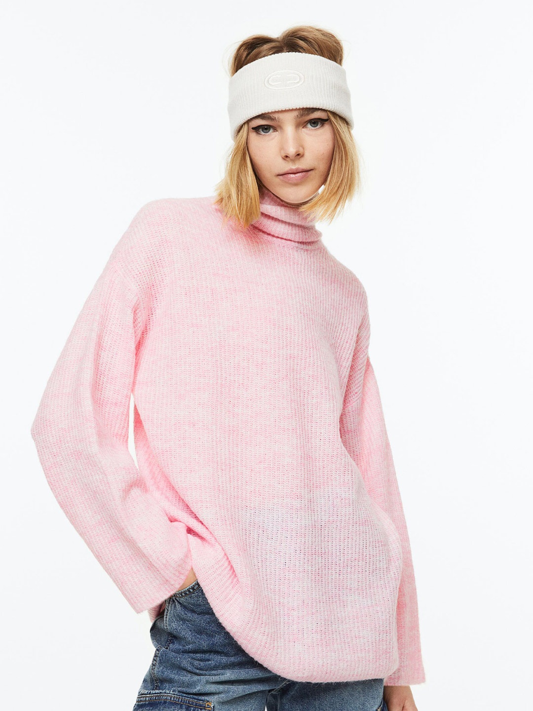 

H&M Women Polo Neck Jumper, Pink