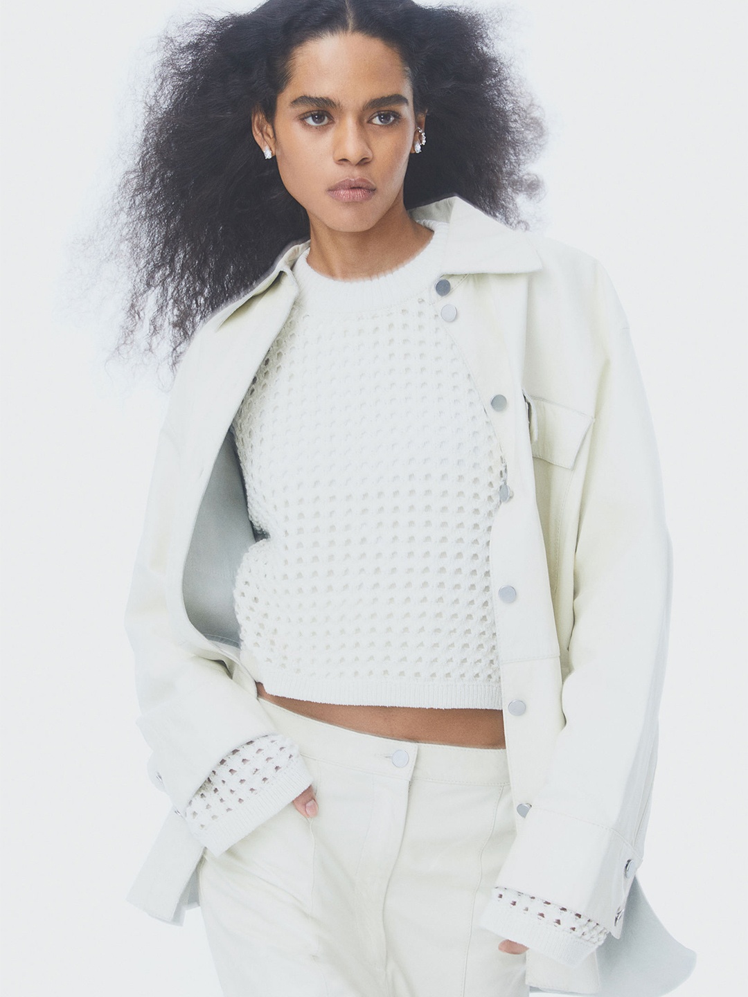 

H&M Women Pointelle-Knit Jumper, White