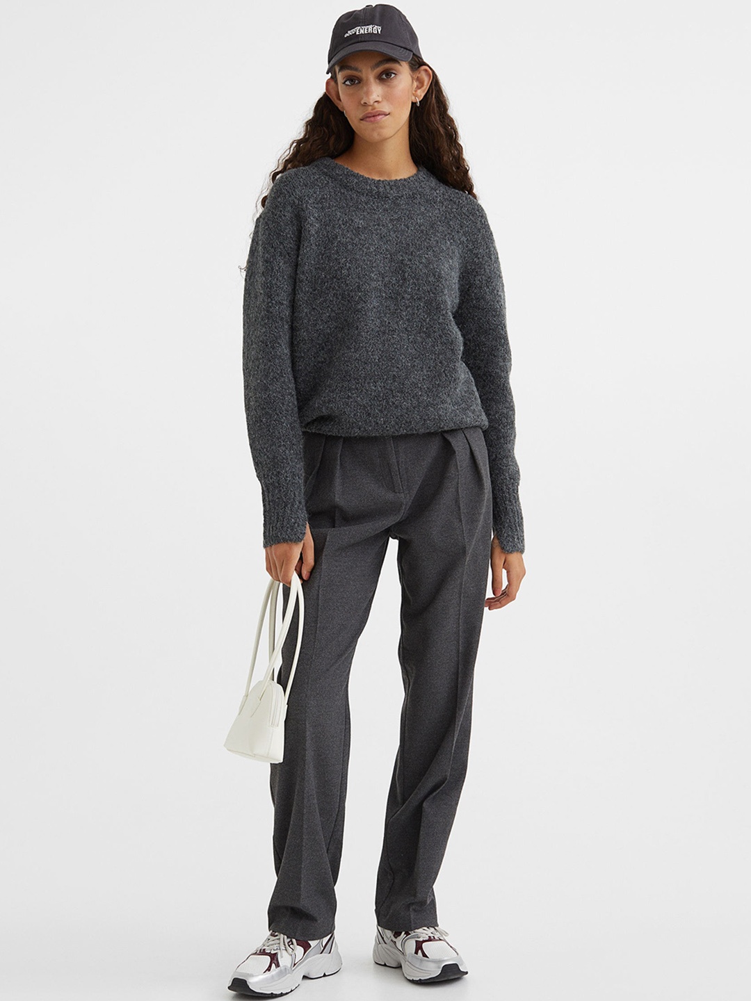 

H&M Women High-Waisted Tailored Trousers, Grey