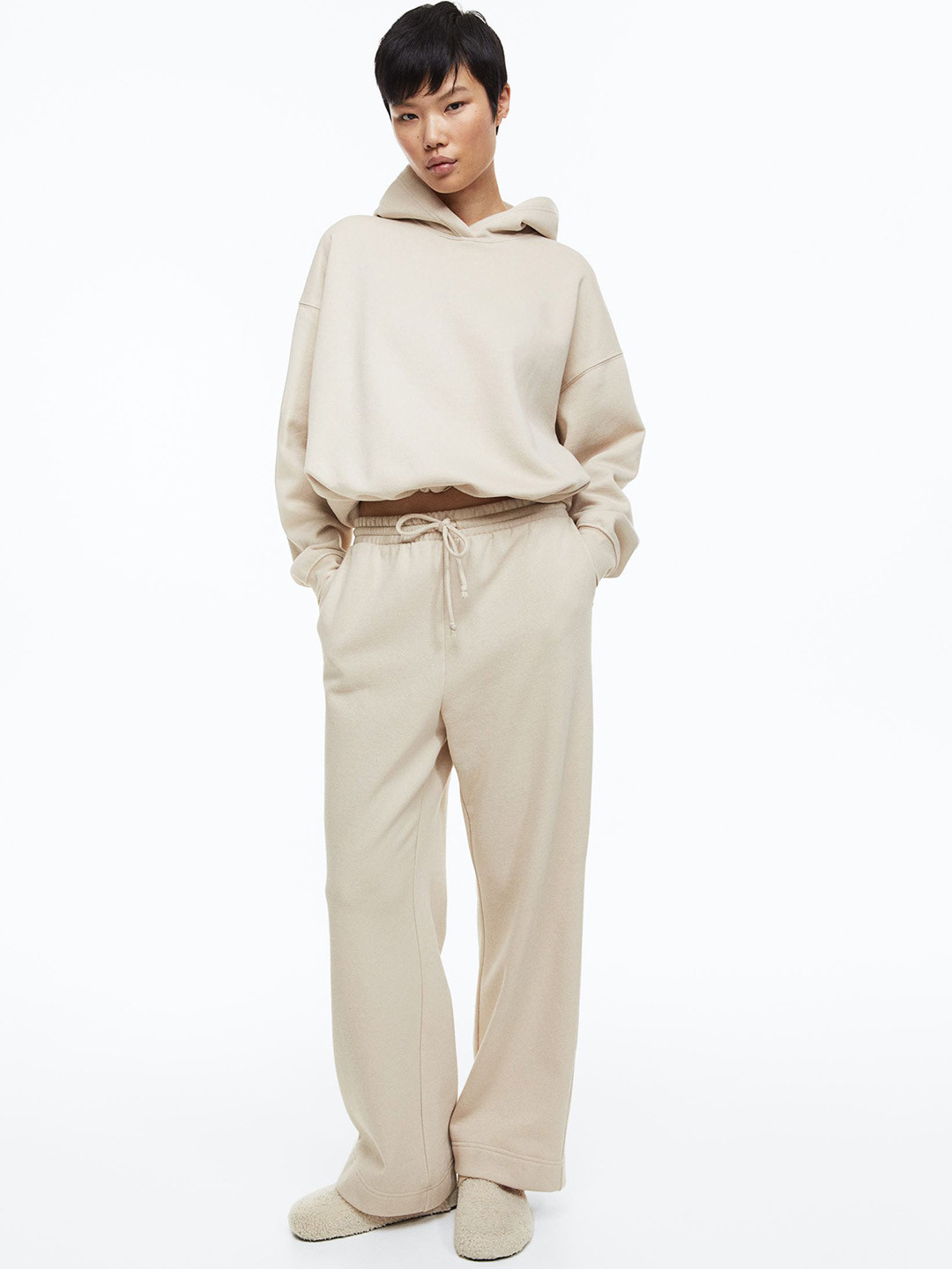 

H&M Women Wide Joggers, Beige