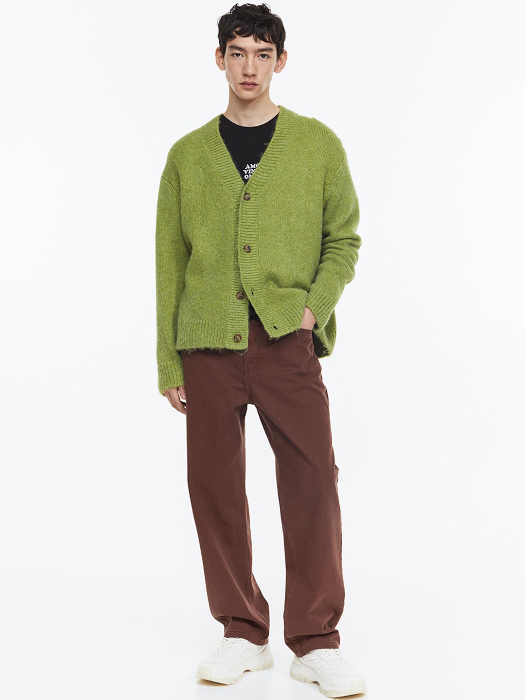 

H&M Men Loose Fit 5-Pocket Twill Trousers, Brown