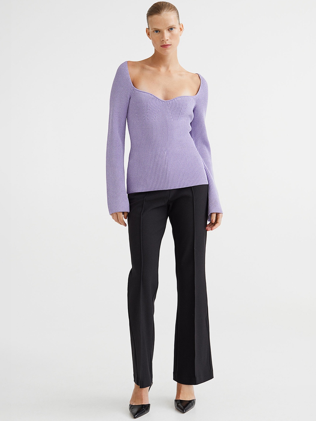 

H&M Women Flared Trousers, Black