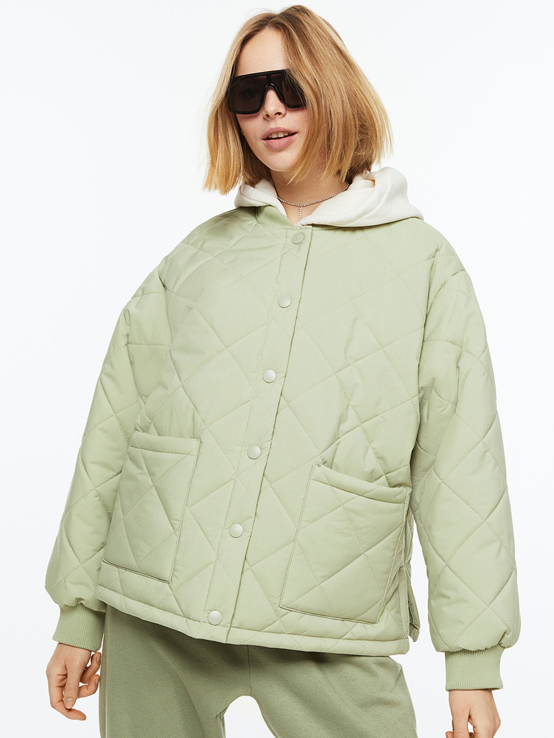 

H&M Women Quilted Jacket, Green
