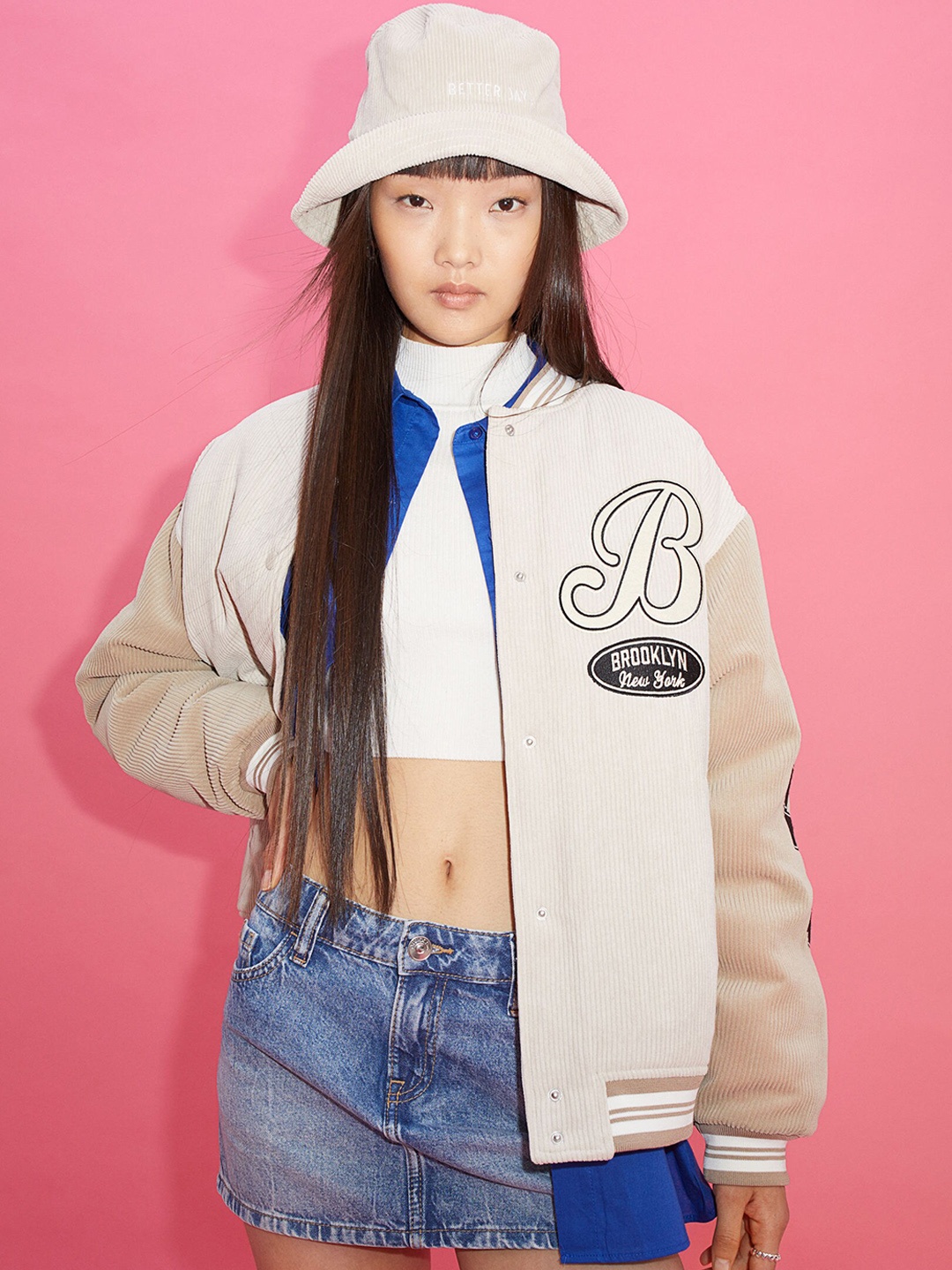 

H&M Women Twill Baseball Jacket, Beige