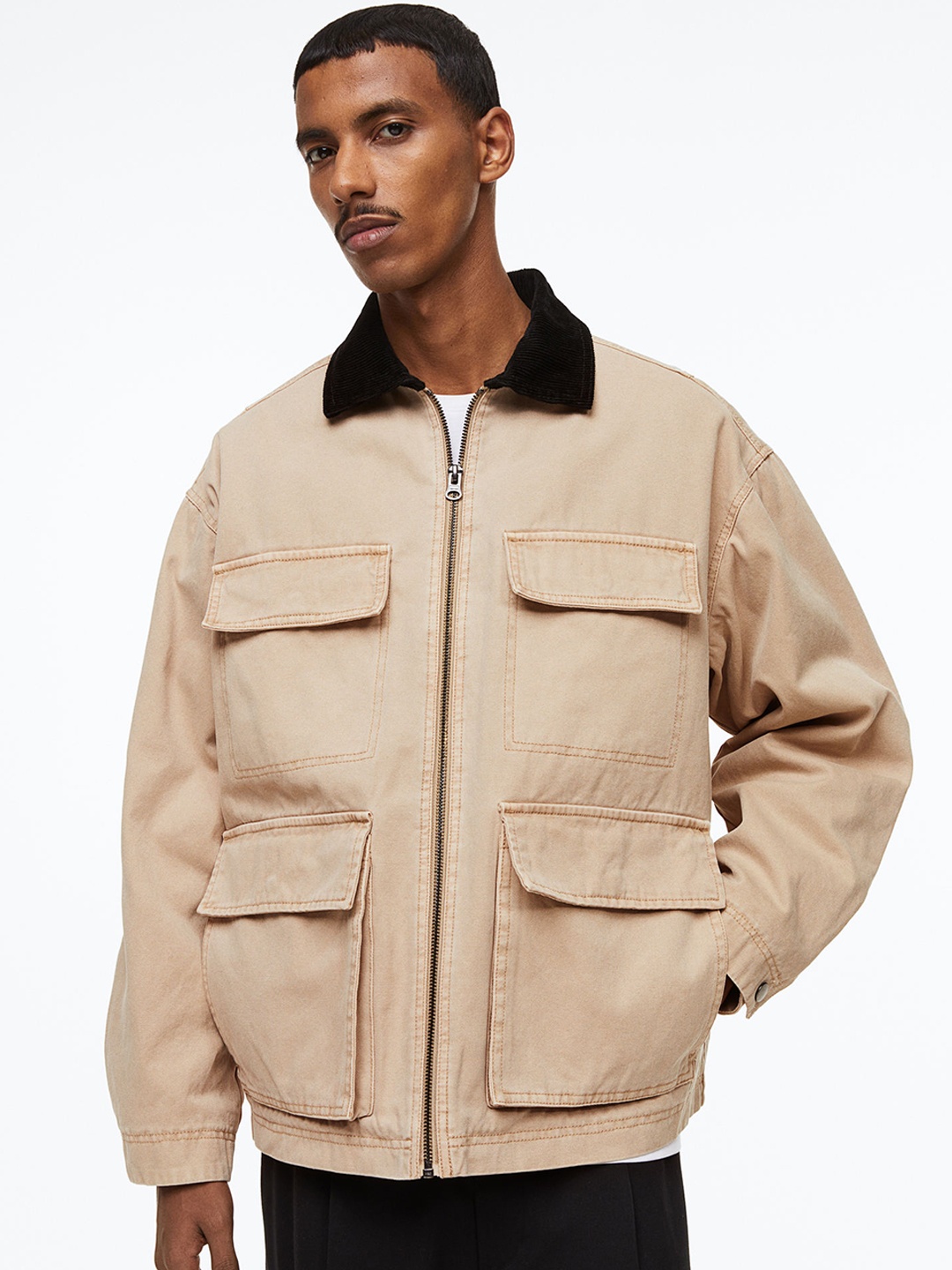 

H&M Men Regular Fit Utility Jacket, Beige