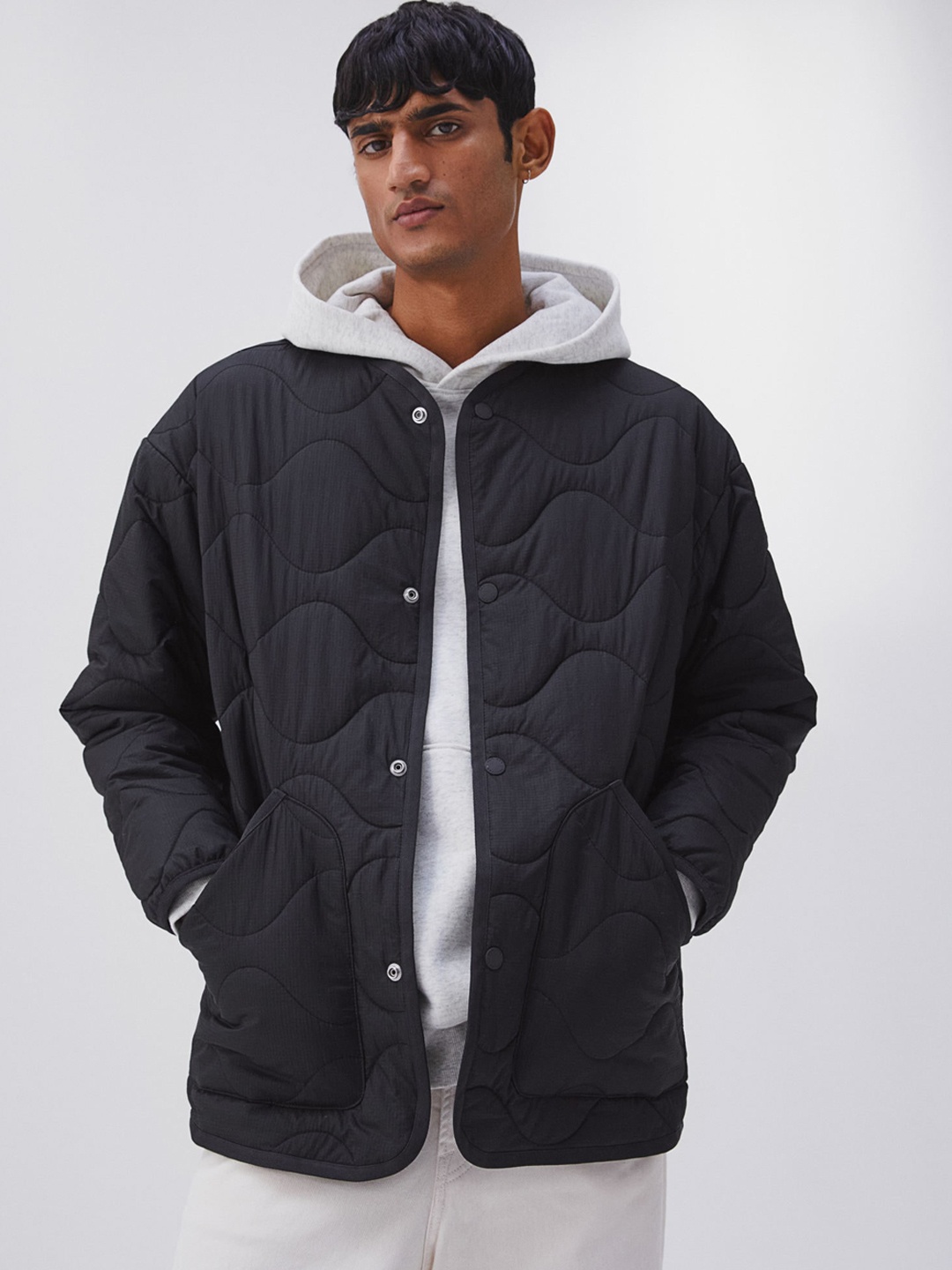 

H&M Men Quilted Jacket, Black