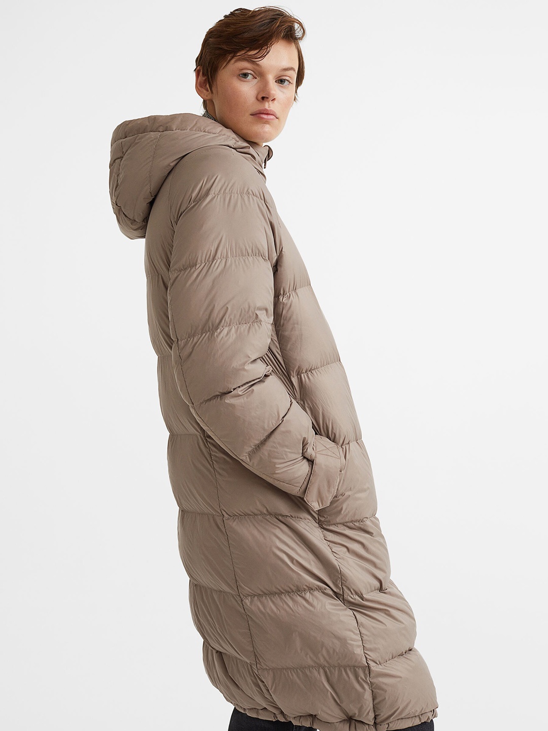 

H&M Women Knee-Length Down Jacket, Beige