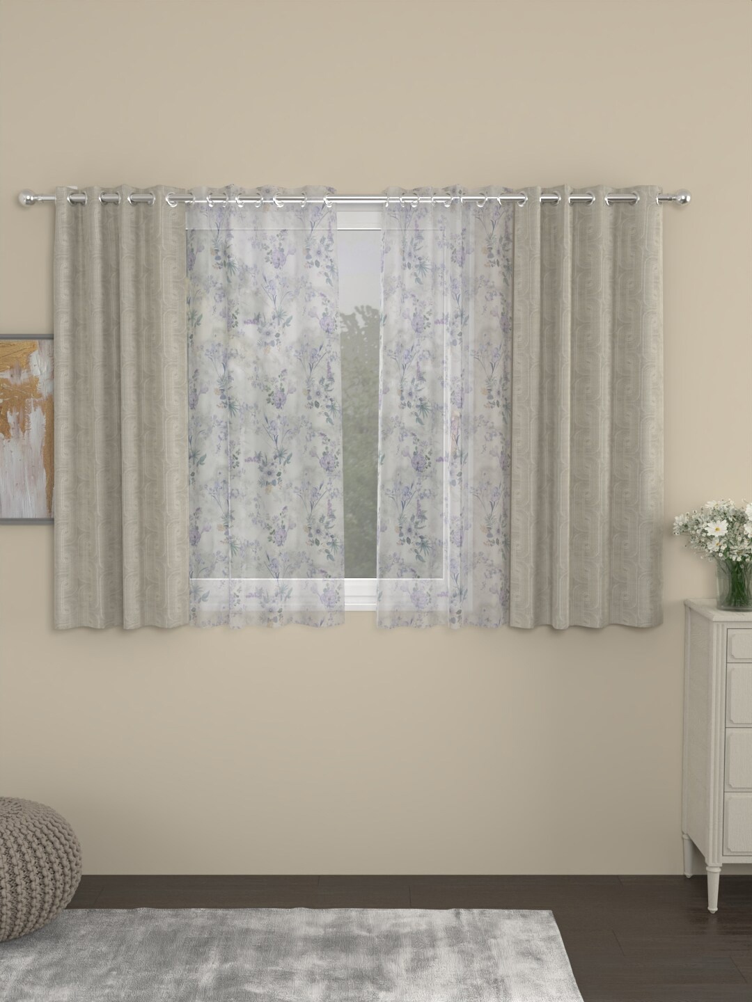 

ROSARA HOME Unisex Beige Curtains and Sheers