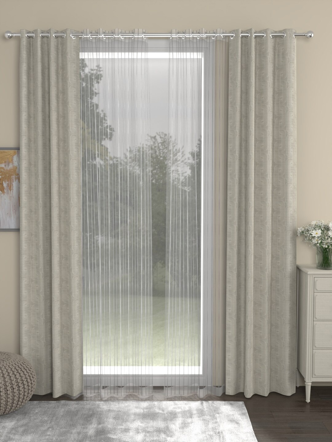 

ROSARA HOME Unisex Beige Curtains and Sheers