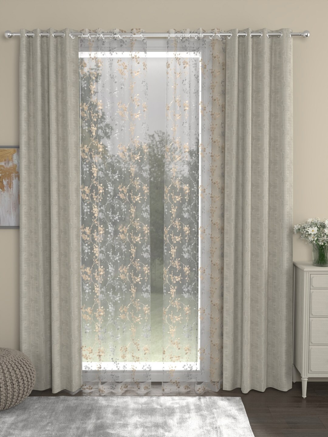 

ROSARA HOME Unisex Beige Curtains and Sheers