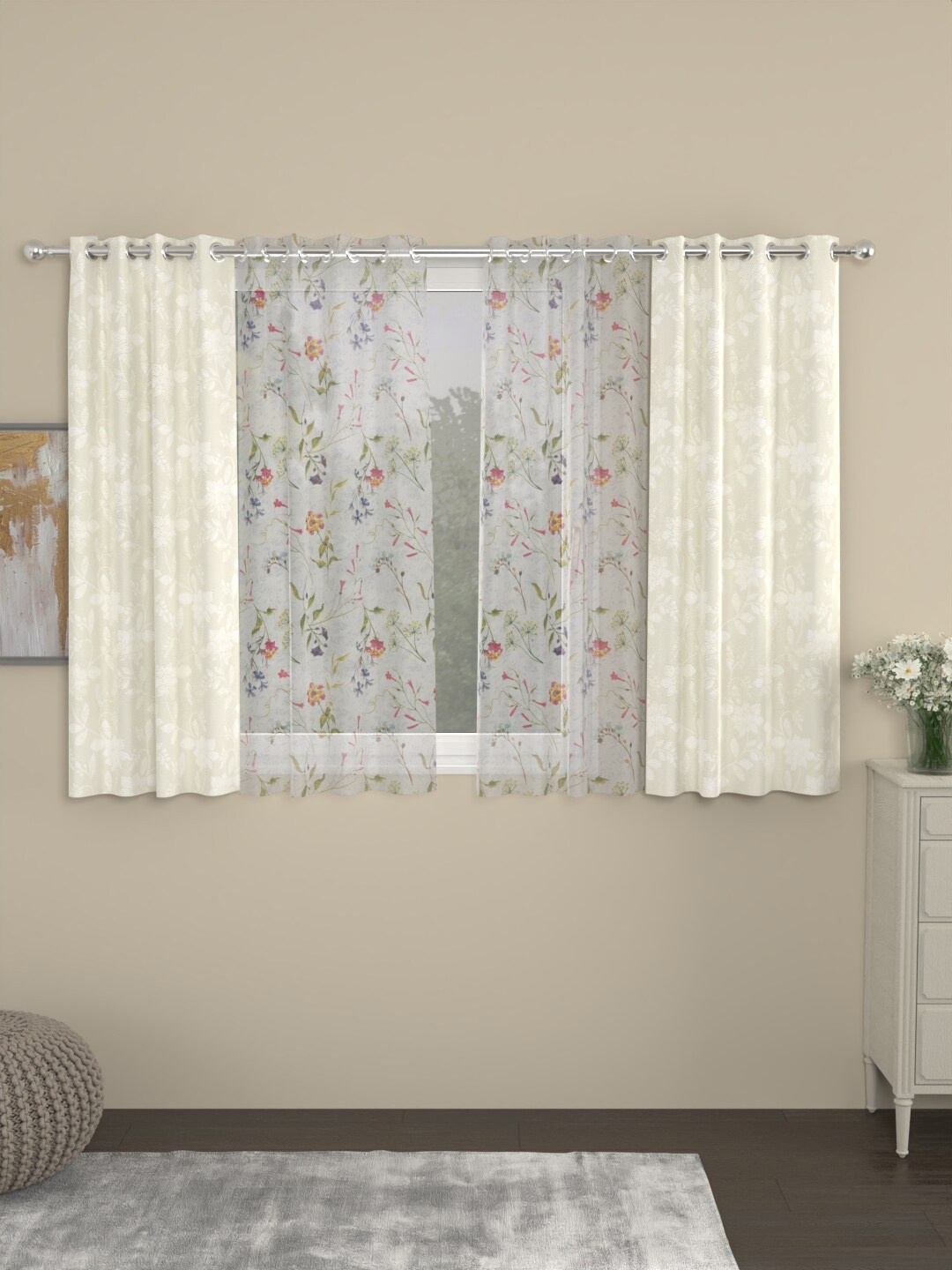 

ROSARA HOME Unisex Multi Curtains and Sheers, White