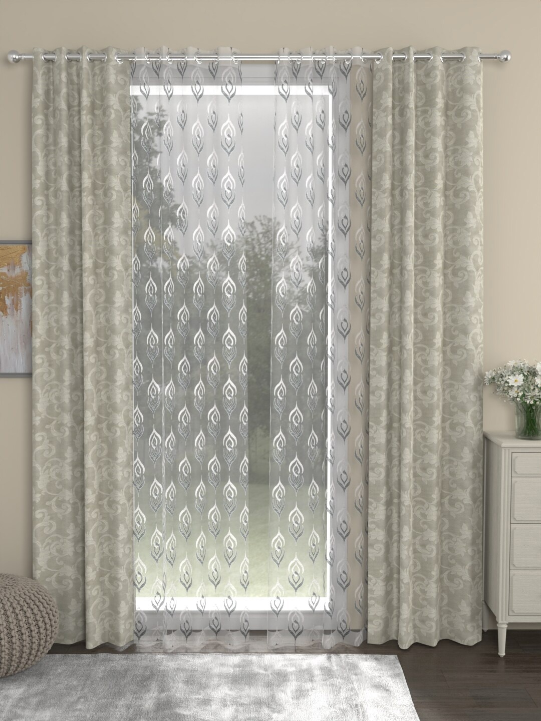 

ROSARA HOME Unisex Beige Curtains and Sheers