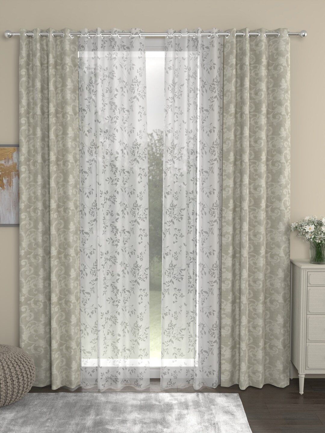 

ROSARA HOME Unisex Beige Curtains and Sheers