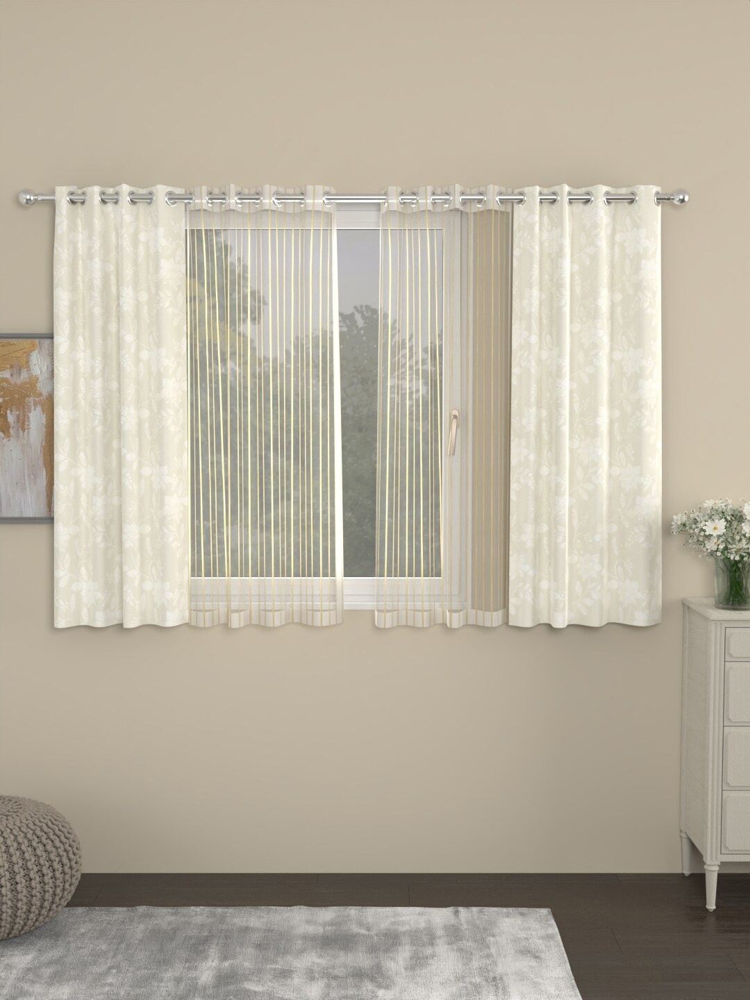 

ROSARA HOME Unisex Off White Curtains and Sheers