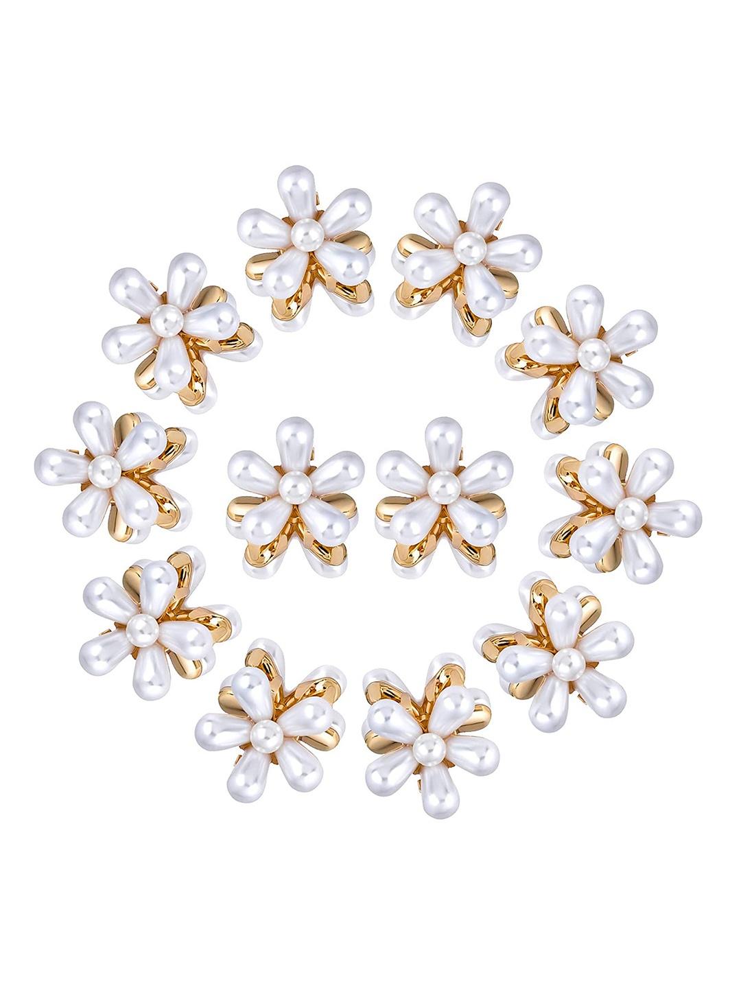 

ANNA CREATIONS Women White & Gold-Toned Hair Accessory Set of