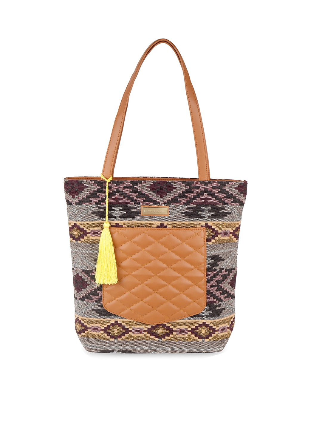 

Kanvas Katha Textured Oversized Shopper Shoulder Bag with Quilted, Khaki
